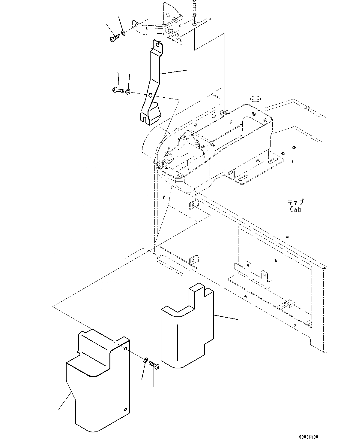 Схема запчастей Komatsu PC35MR-3 - КАБИНА, ПОКРЫТИЕ ПОЛА (№88-) КАБИНА, -ДОПОЛН. АКТУАТОР ТРУБЫ, ПОВОРОТН. ОТВАЛ С ИЗМ. УГЛОМ DOZER, КАБИНА ROPS, С КОНДИЦИОНЕРОМ, БЕЗ МАСТЕР КЛЮЧ