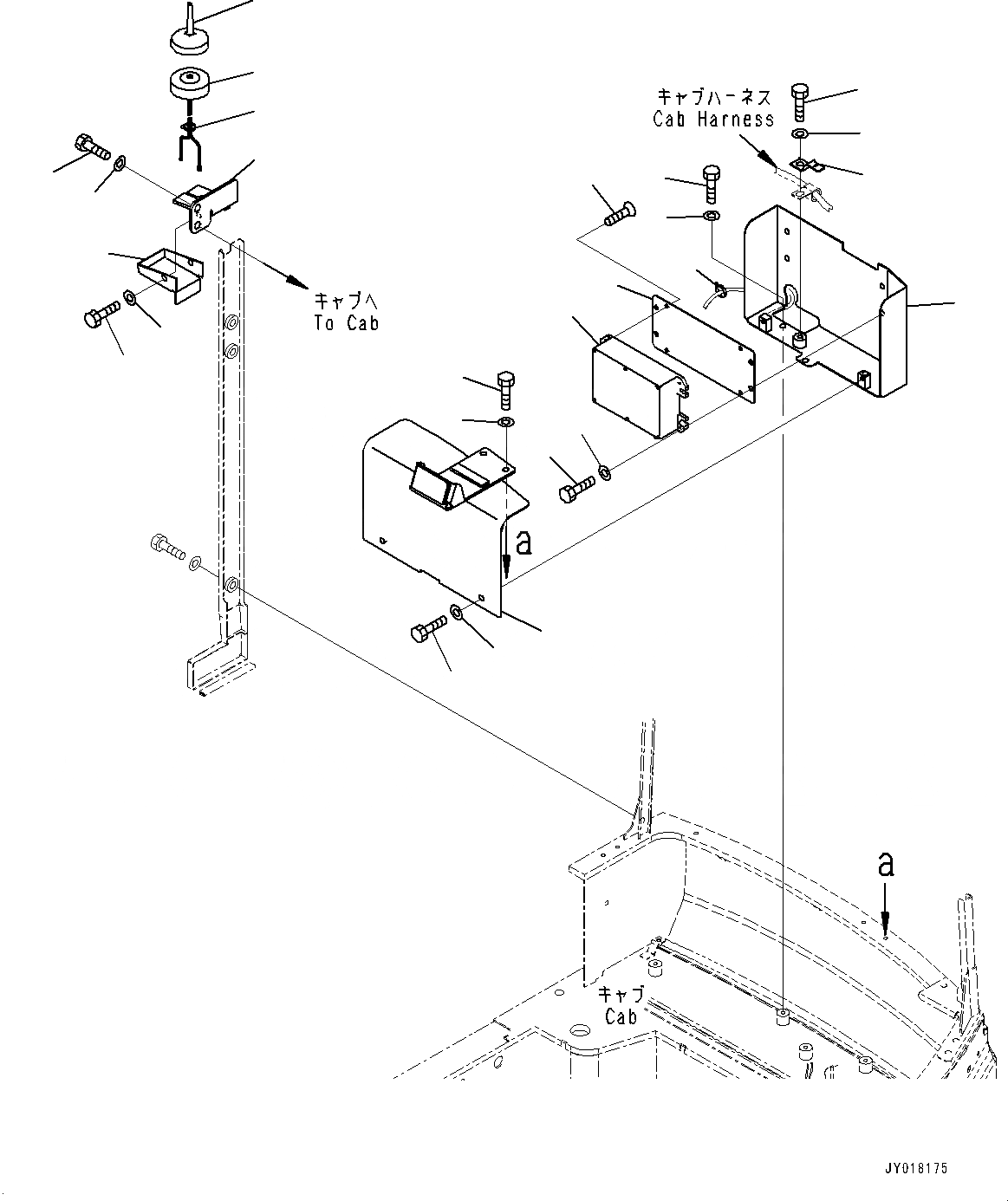Схема запчастей Komatsu PC35MR-3 - КАБИНА, KOMTRAX TERMINAL И АНТЕННА (№87-) КАБИНА, КРОМЕ ЯПОН., -ДОПОЛН. АКТУАТОР ТРУБЫ, KOMTRAX, GPRS, С МАСТЕР КЛЮЧ