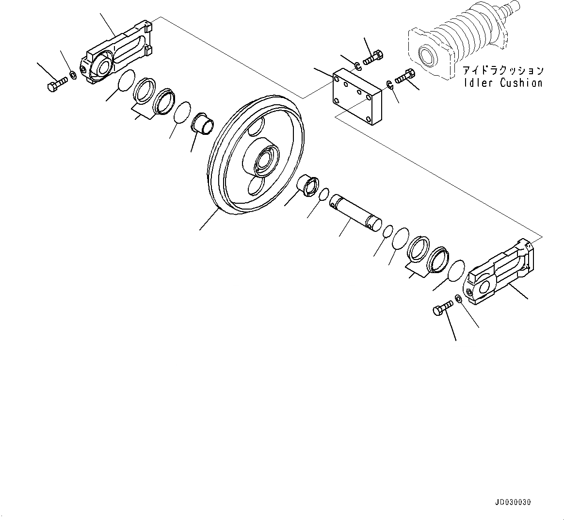 Схема запчастей Komatsu PC35MR-3 - ГУСЕНИЧНАЯ РАМА, ПЕРЕДН. ЛЕНИВЕЦ (№9-) ГУСЕНИЧНАЯ РАМА, ДЛЯ СКОРОСТЬ ДВИЖЕНИЯ УПРАВЛ-Е, SPEED ТИП
