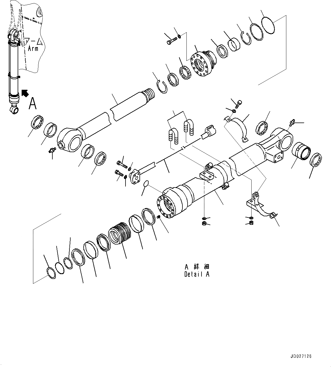 Схема запчастей Komatsu PC220-8 - РУКОЯТЬ, ВНУТР. ЧАСТИ, ЦИЛИНДР КОВША (№8-) РУКОЯТЬ, .M, ЧАС. СИСТ. СМАЗКИ ТИП, -АКТУАТОР
