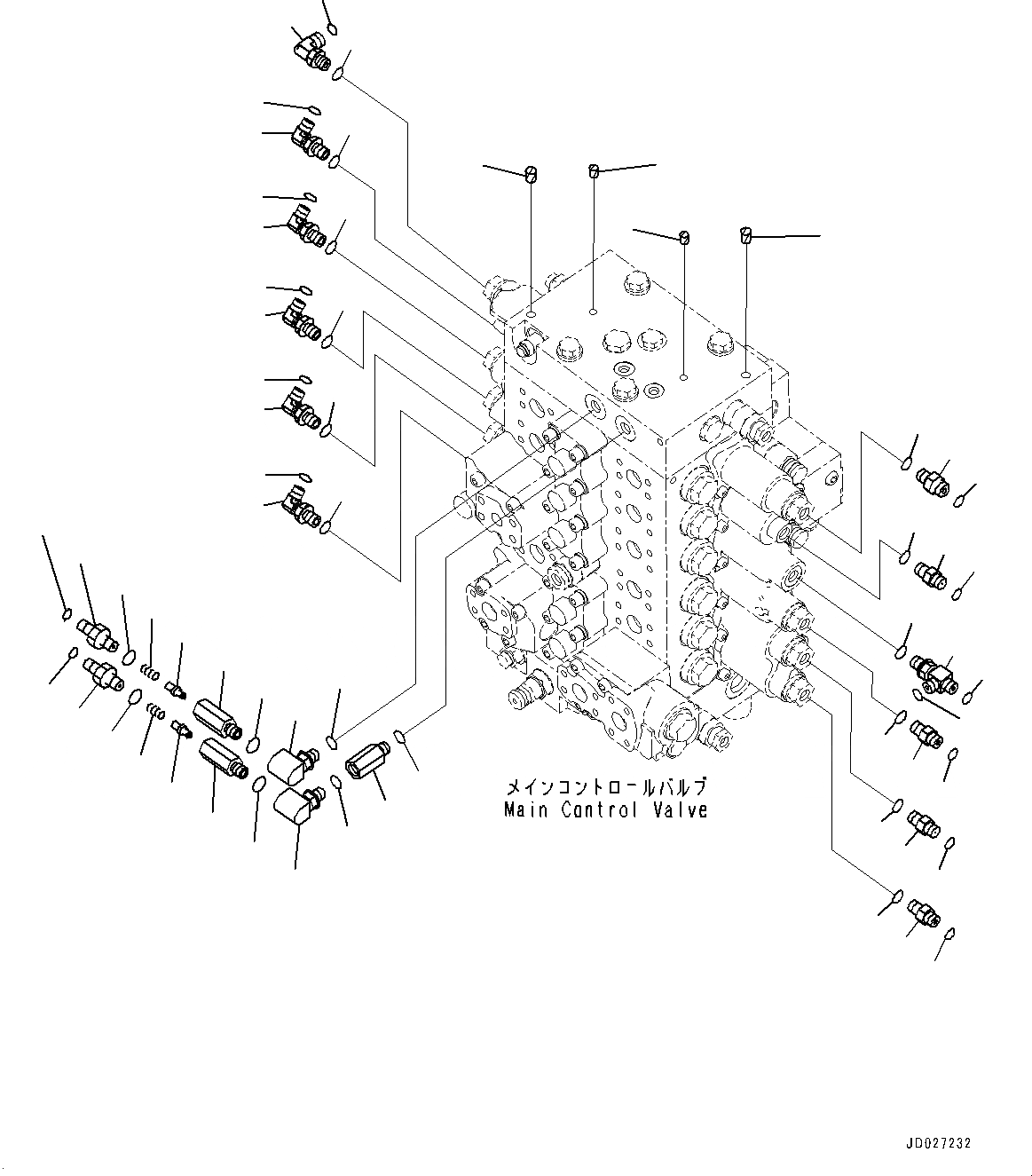 Схема запчастей Komatsu PC220LC-8 - УПРАВЛЯЮЩ. КЛАПАН, СОЕДИНИТЕЛЬН. ЧАСТИ, / (№8-) УПРАВЛЯЮЩ. КЛАПАН, БЕЗ -ДОПОЛН. АКТУАТОР ТРУБЫ, АККУМУЛЯТОР