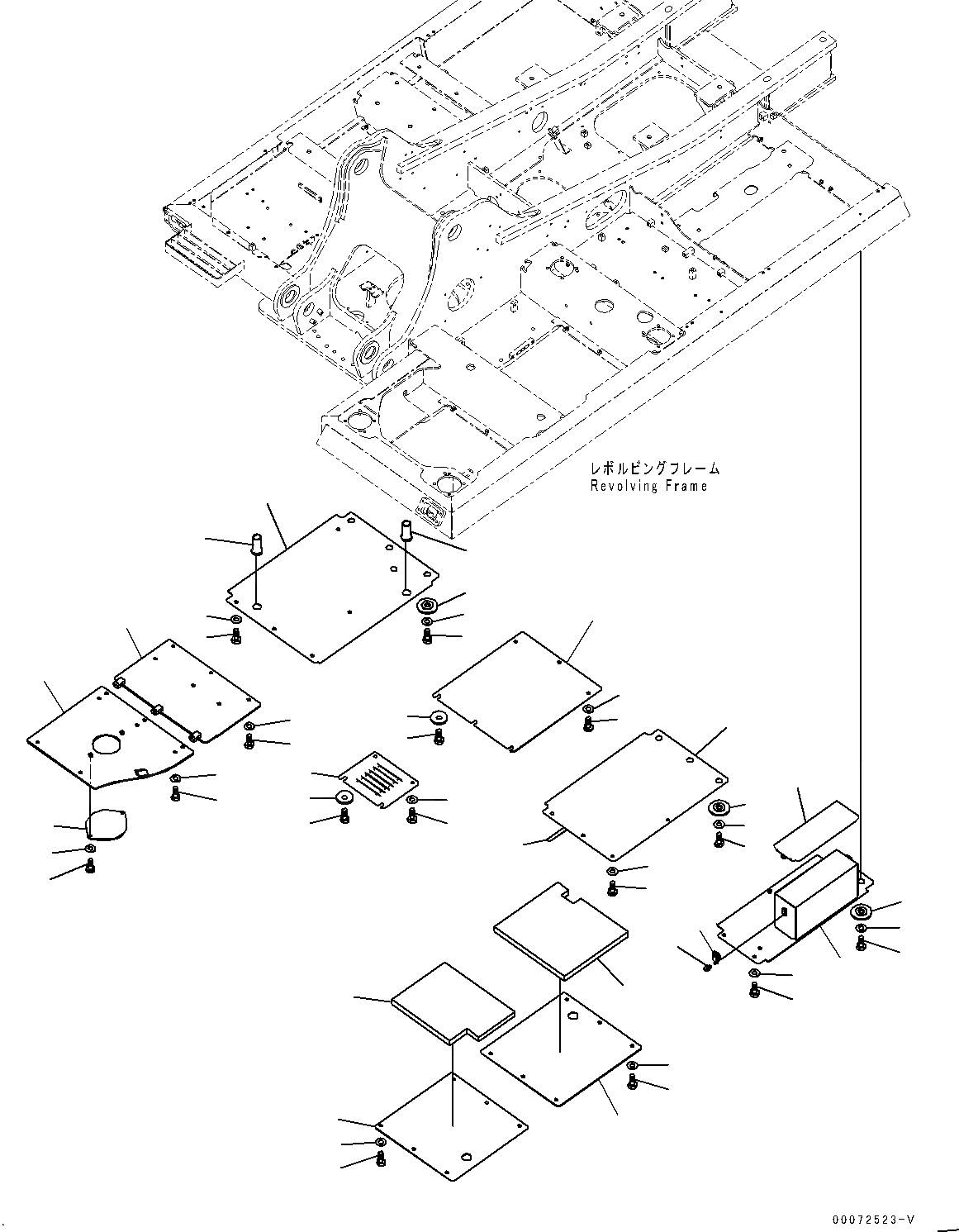 Схема запчастей Komatsu PC220LC-8 - НИЖН. КРЫШКА, (/) (№8-88) НИЖН. КРЫШКА, ДЛЯ KAL