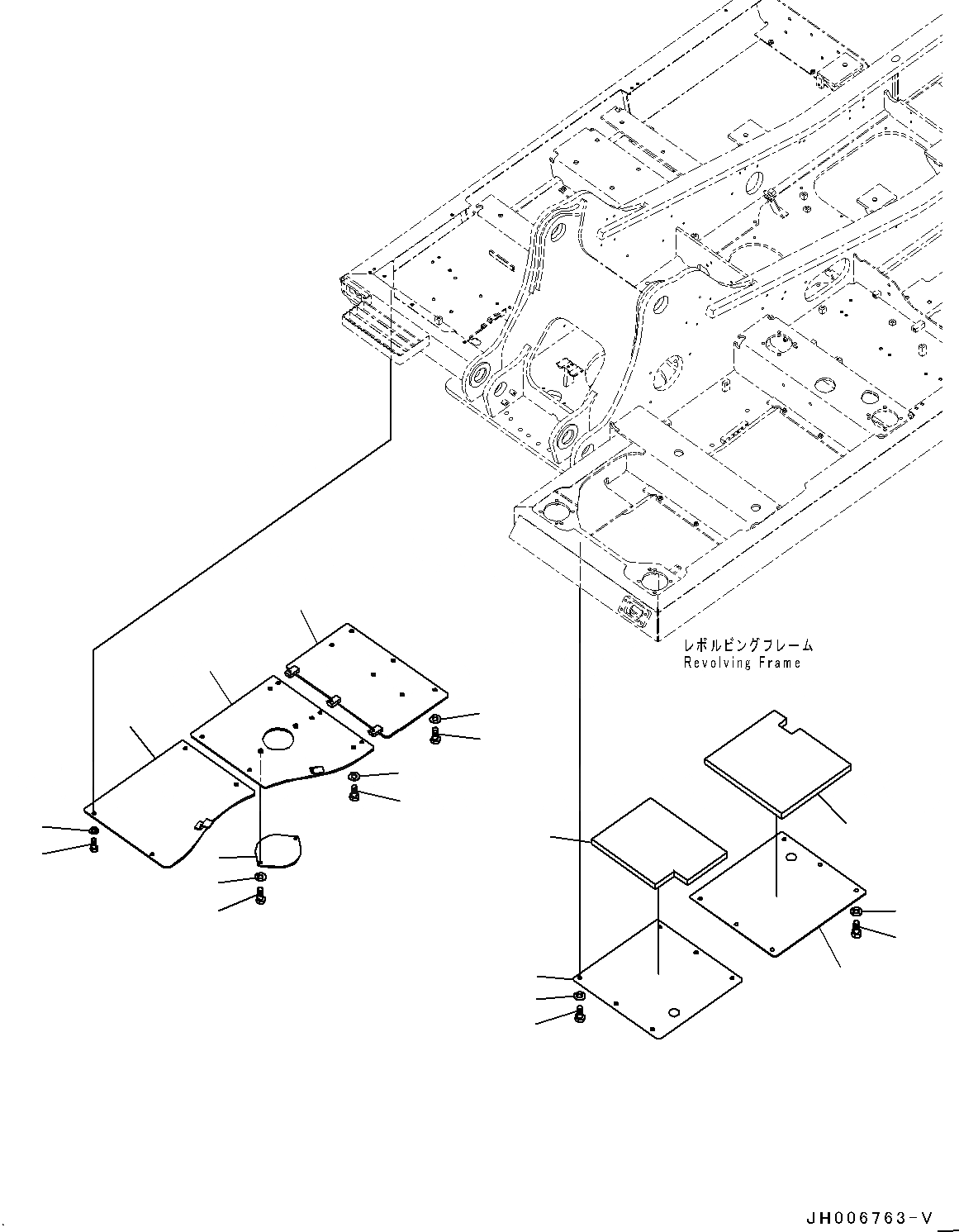 Схема запчастей Komatsu PC220LC-8 - НИЖН. КРЫШКА, (/) (№88-) НИЖН. КРЫШКА, ДЛЯ KAL