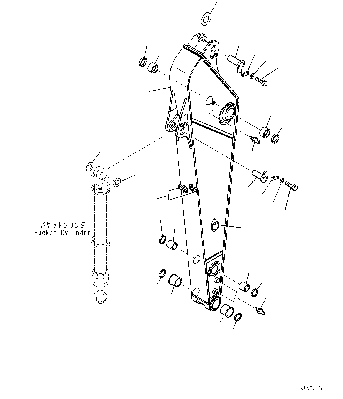 Схема запчастей Komatsu PC220LC-8 - РУКОЯТЬ, РУКОЯТЬ И ПАЛЕЦ (№8-) РУКОЯТЬ, .M, ЧАС. СИСТ. СМАЗКИ ТИП, -АКТУАТОР