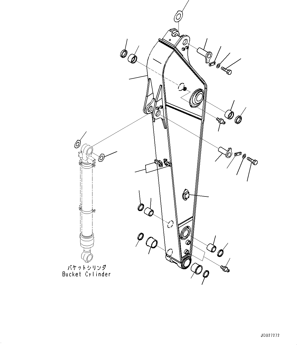 Схема запчастей Komatsu PC220LC-8 - РУКОЯТЬ, РУКОЯТЬ И ПАЛЕЦ (№8-) РУКОЯТЬ, .M, ЧАС. СИСТ. СМАЗКИ ТИП, -АКТУАТОР