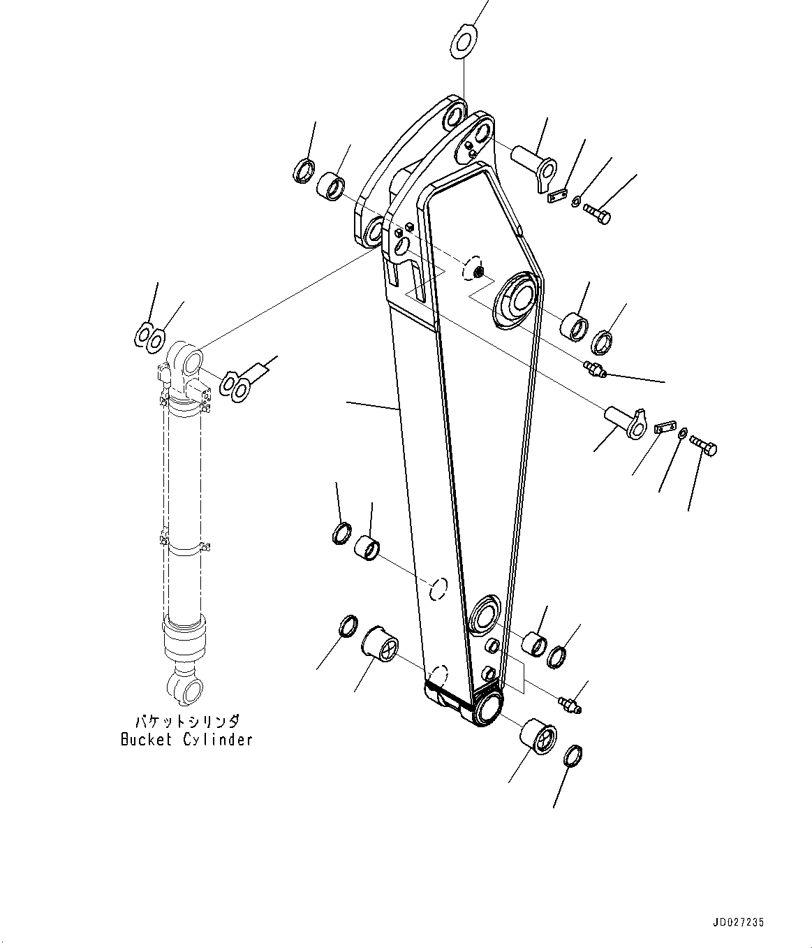 Схема запчастей Komatsu PC220LC-8 - РУКОЯТЬ, РУКОЯТЬ И ПАЛЕЦ (№8-) РУКОЯТЬ, MM, ЧАС. СМАЗКА INTERVAL, ДЛЯ ЮЖН. АФРИКИ