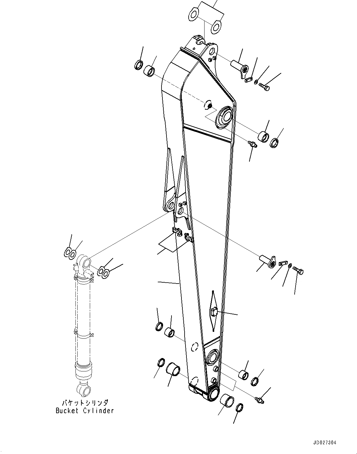 Схема запчастей Komatsu PC220LC-8 - РУКОЯТЬ, РУКОЯТЬ И ПАЛЕЦ (№8-) РУКОЯТЬ, .M, ЧАС. СИСТ. СМАЗКИ ТИП, -АКТУАТОР