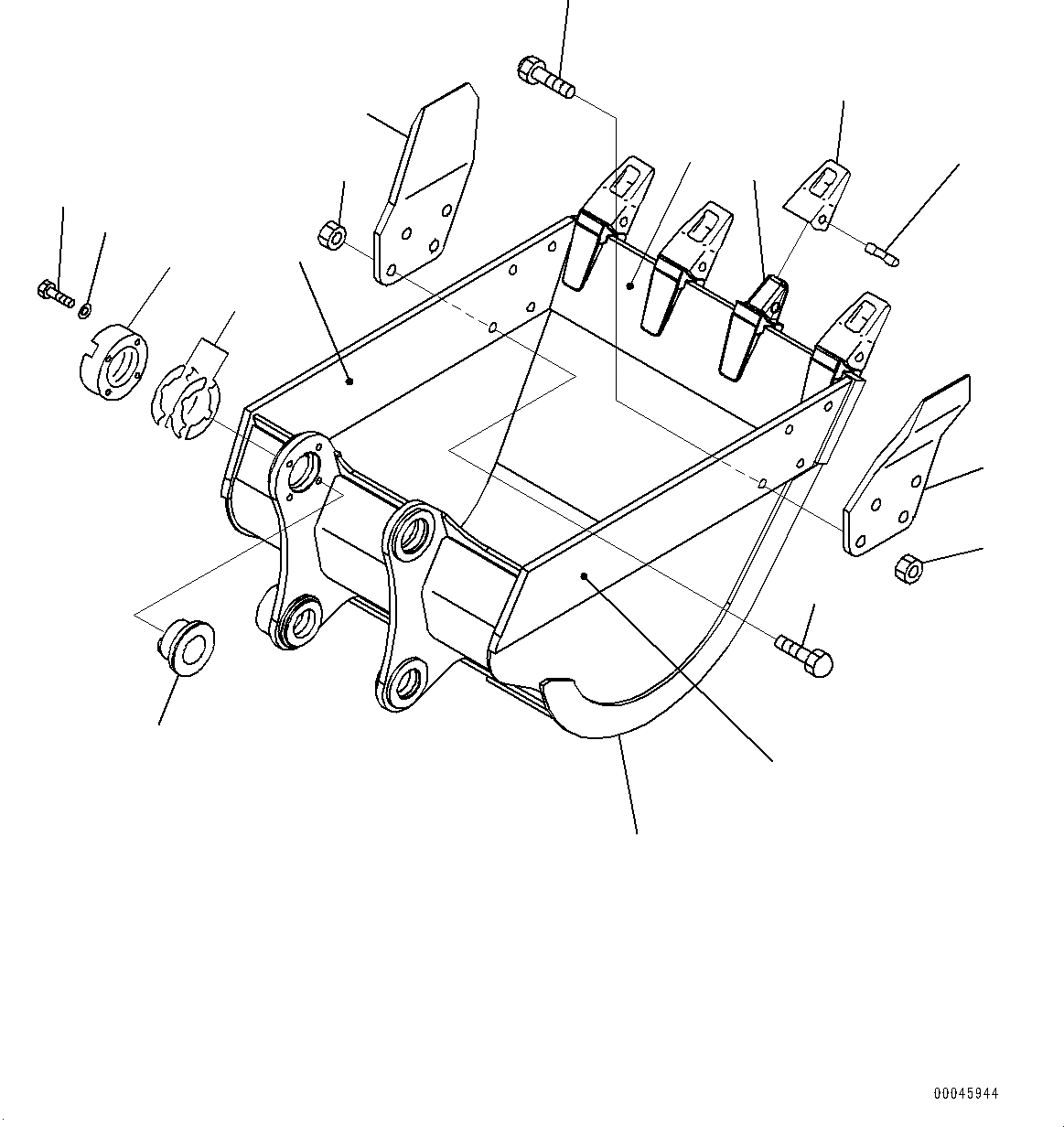 Схема запчастей Komatsu PC220LC-8 - КОВШ (№8-) КОВШ, .M, MM ШИР., ГОРИЗОНТАЛЬН. ПАЛЕЦ