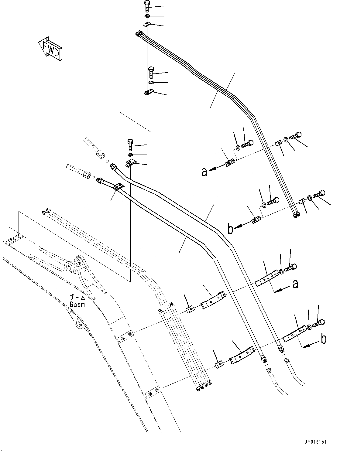 Схема запчастей Komatsu PC30MR-3 - СТРЕЛА, НАВЕСН. ОБОРУД ТРУБЫ (№-) СТРЕЛА, 8MM СТРЕЛА, ГИДРОМОЛОТ, ДЛЯ KOREA