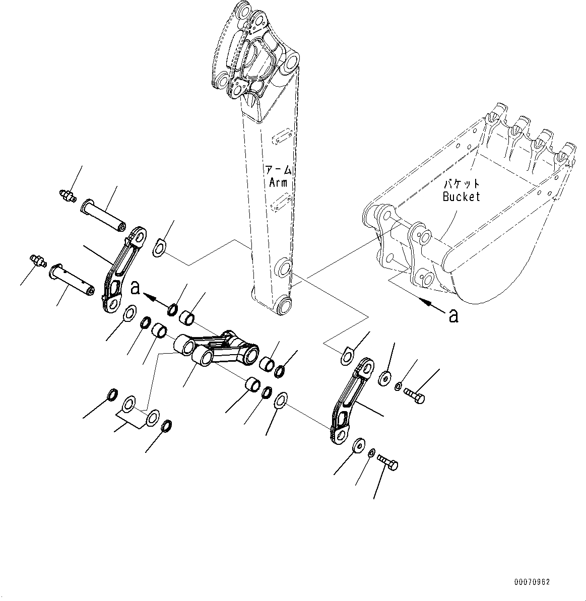 Схема запчастей Komatsu PC27MR-3 - РУКОЯТЬ, СОЕДИНЕНИЕ КОВША (№9-) РУКОЯТЬ, MM