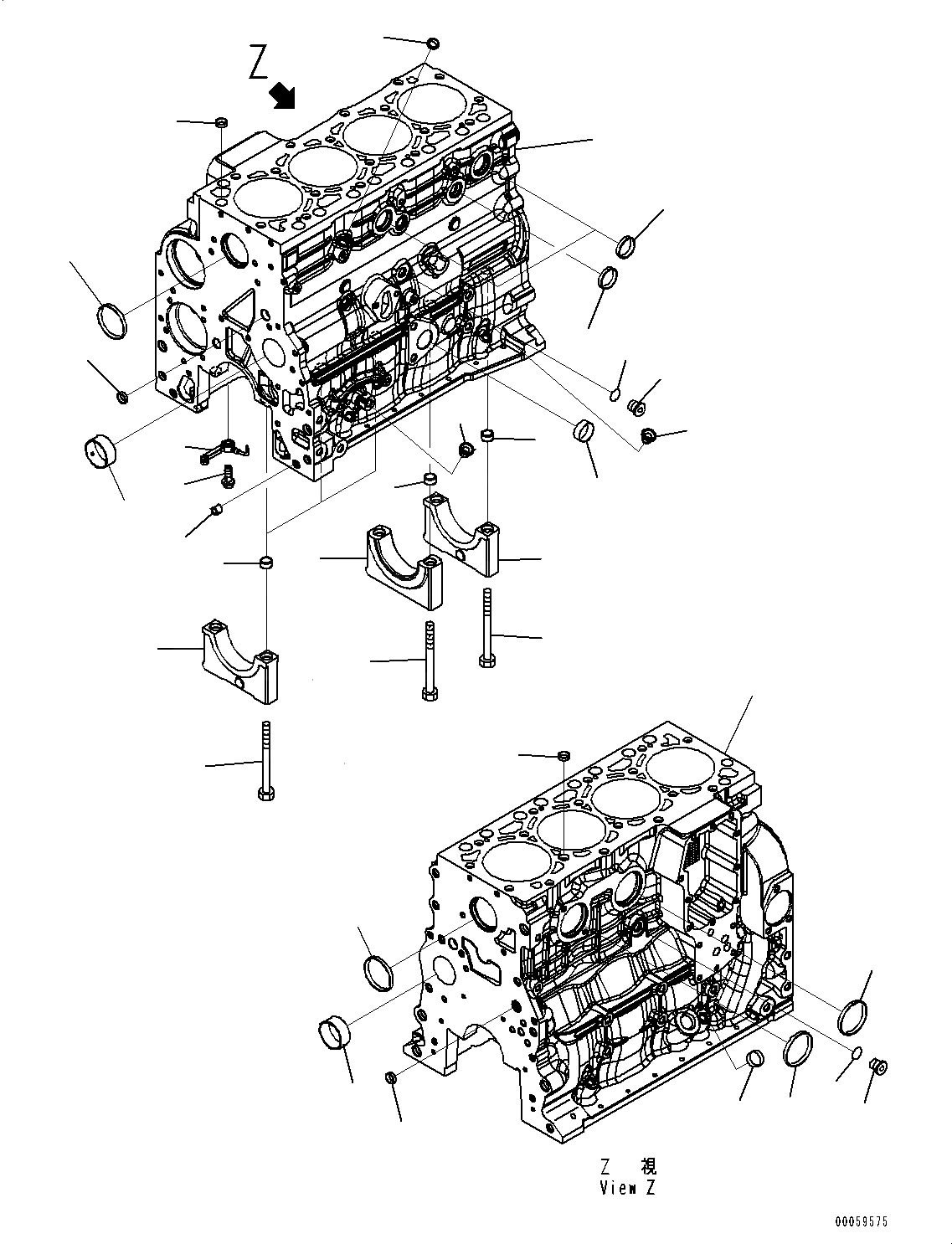 Схема запчастей Komatsu SAA4D107E-1E - БЛОК ЦИЛИНДРОВ (№8-) БЛОК ЦИЛИНДРОВ