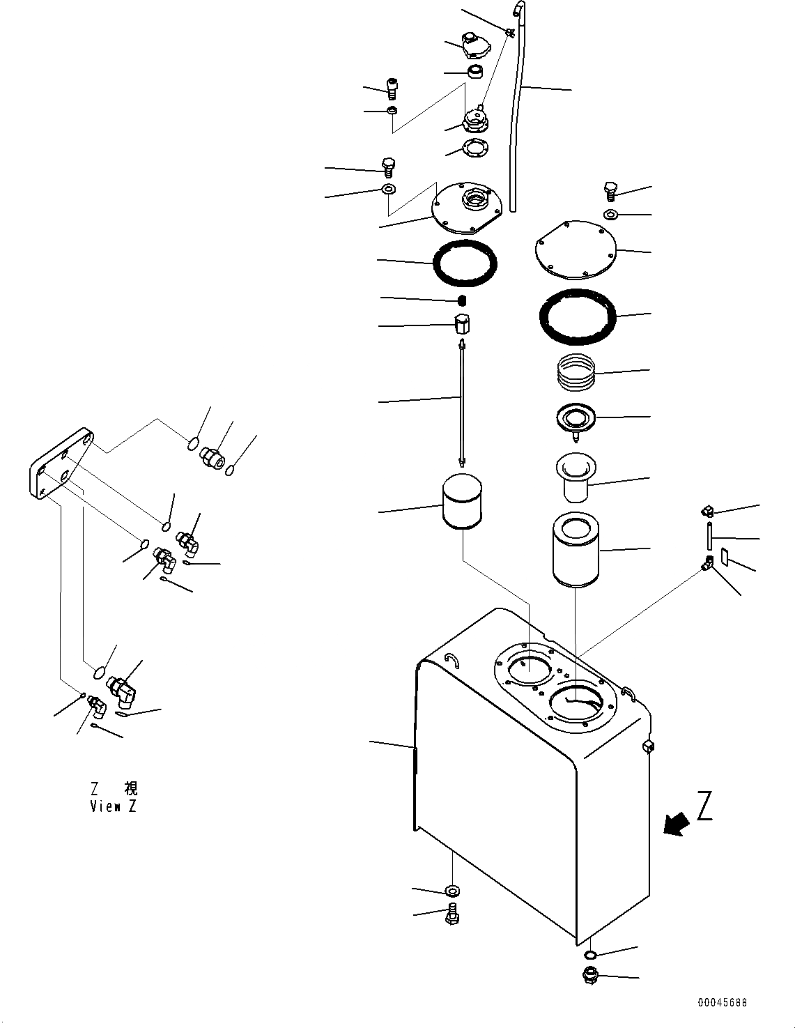 Схема запчастей Komatsu PC200-8 - ГИДР. БАК. (№-77) ГИДР. БАК.
