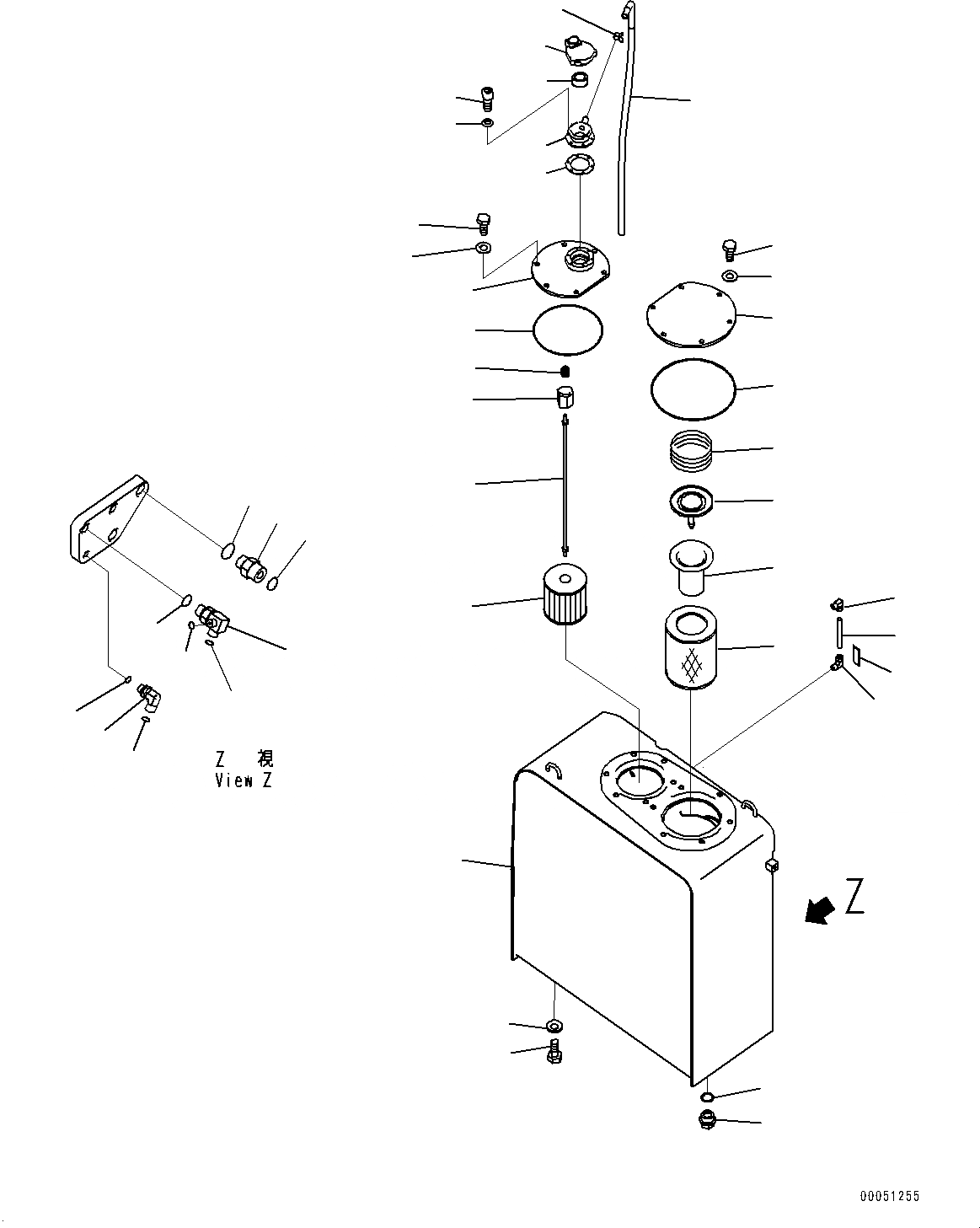 Схема запчастей Komatsu PC200-8 - ГИДР. БАК. (№-77) ГИДР. БАК., -АКТУАТОР, С РУКОЯТЬ CRANE