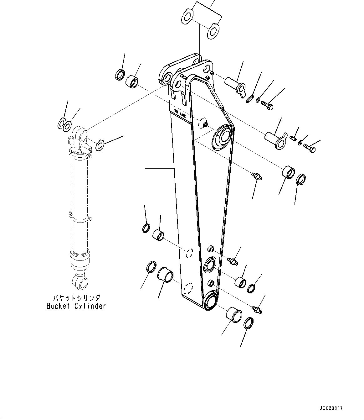 Схема запчастей Komatsu PC200-8 - РУКОЯТЬ, РУКОЯТЬ И ПАЛЕЦ (№-) РУКОЯТЬ, .8M, ЧАС. СИСТ. СМАЗКИ ТИП