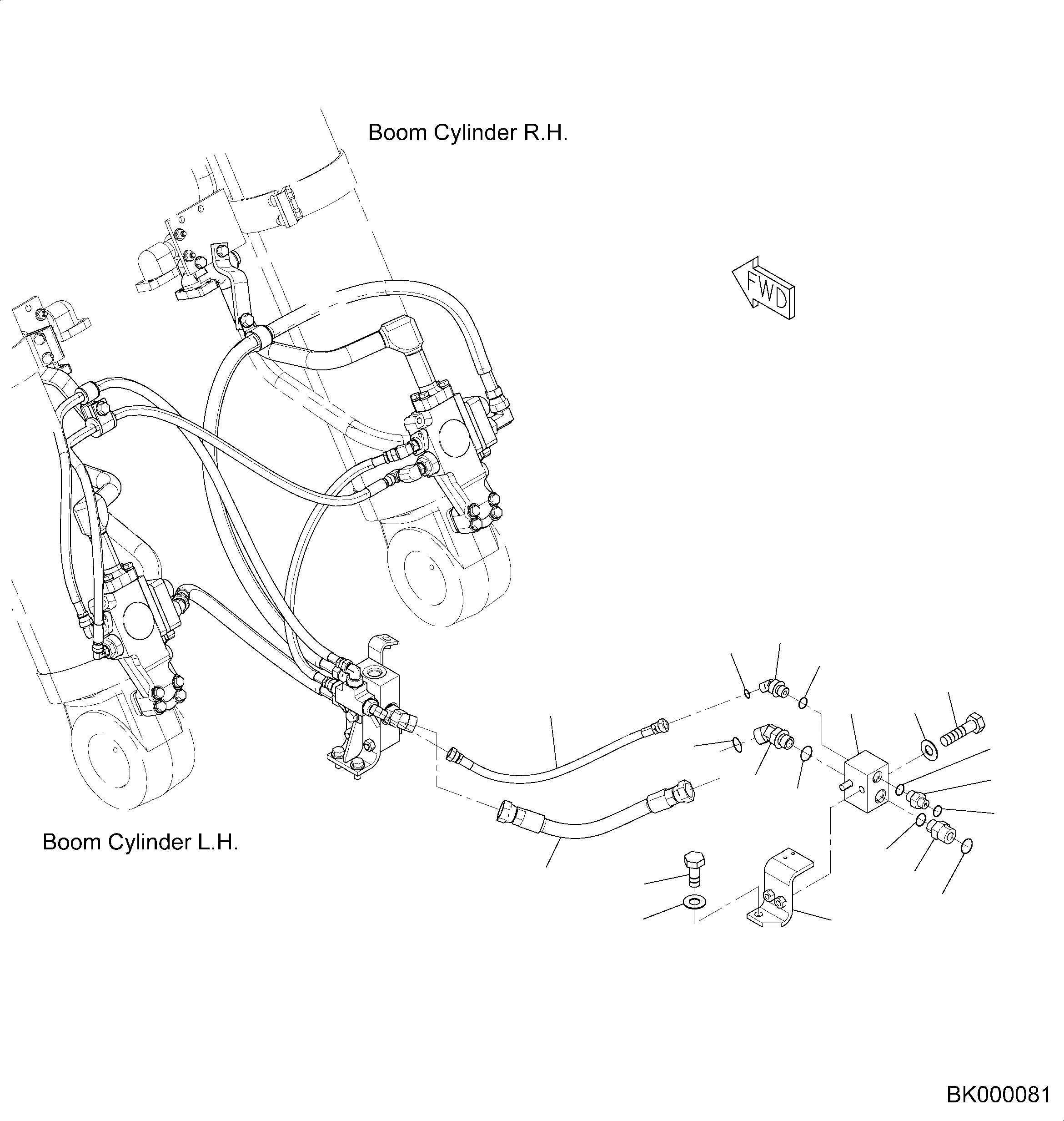 Схема запчастей Komatsu PC700LC-8E0 - ШЛАНГИ КЛАПАН ПЕРЕГРУЗКИ СТРЕЛЫ, СТРЕЛА И РУКОЯТЬ, ШАССИ, ШЛАНГИ ШЛАНГИ КЛАПАН ПЕРЕГРУЗКИ СТРЕЛЫ, СТРЕЛА И РУКОЯТЬ