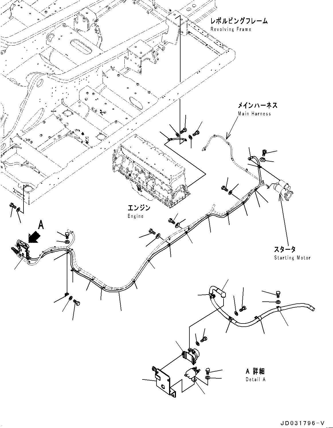 Схема запчастей Komatsu PC700LC-8E0 - ПРОВОДКА, STARTING ПРОВОДКА (№-) ПРОВОДКА, BAD ТОПЛИВН. И ПЛОХ. ТОПЛИВО СПЕЦ-ЯIFICATION, ВОДН.+DUST, С ВЫСОК. ЕМК. АККУМУЛЯТОР