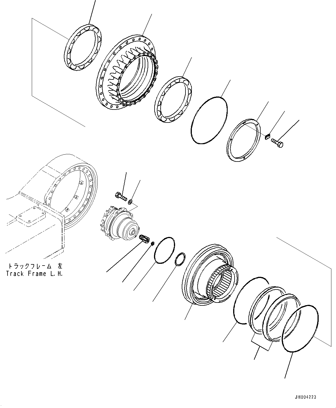 Схема запчастей Komatsu PC700LC-8E0 - ГУСЕНИЧНАЯ РАМА, ВАЛ И ВТУЛКА, ЛЕВ. (№-) ГУСЕНИЧНАЯ РАМА, ЗАЩИТА ОПОРНЫХ КАТКОВ, RUSTЗАЩИТА SPRING