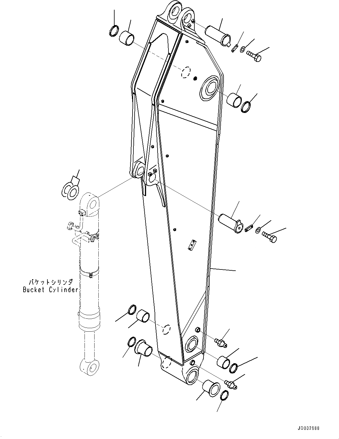 Схема запчастей Komatsu PC700LC-8E0 - РУКОЯТЬ, РУКОЯТЬ И ПАЛЕЦ (№-) РУКОЯТЬ, MM