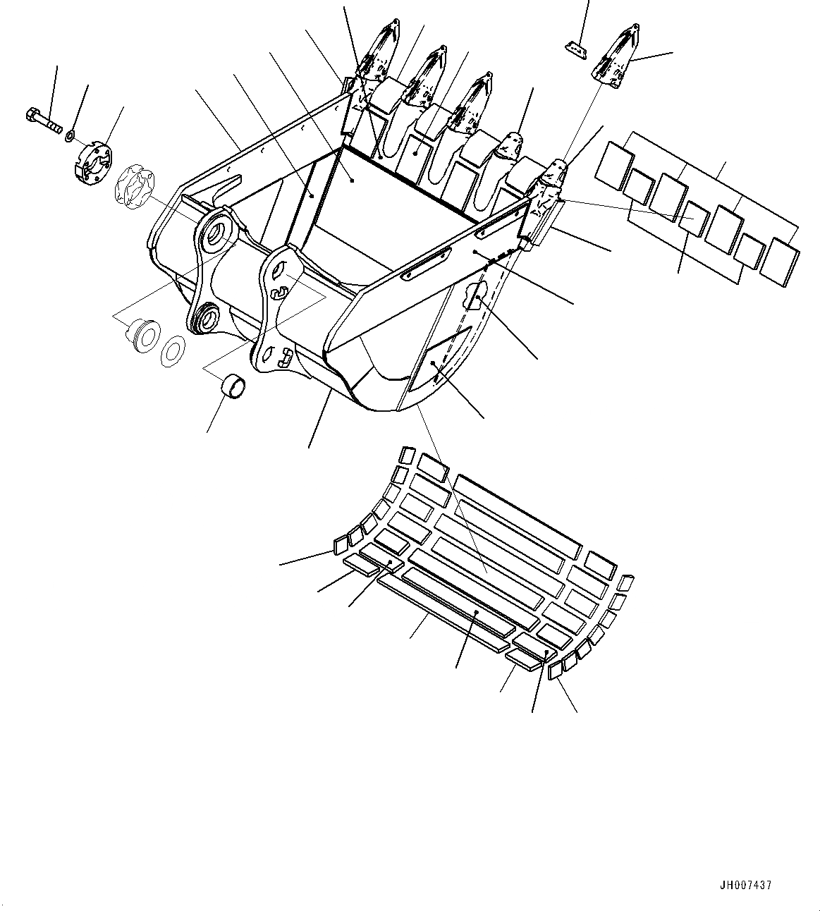 Схема запчастей Komatsu PC700LC-8E0 - КОВШ (№-) КОВШ, .M, 7MM ШИР., WEAR ПЛАСТИНА, KMAX TOOTH, THRUST ADJUSTMENT, БОКОРЕЗЫ