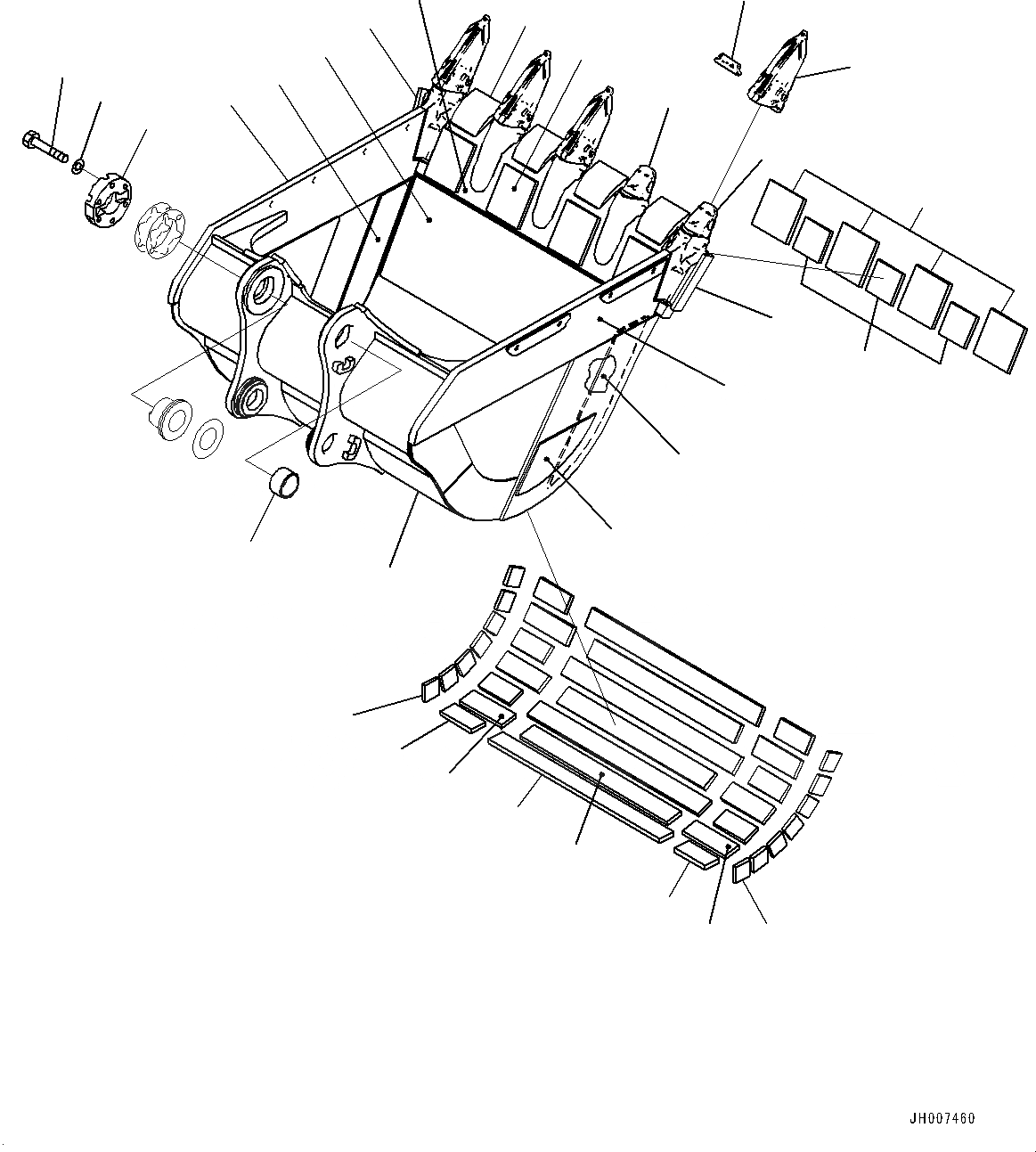 Схема запчастей Komatsu PC700LC-8E0 - КОВШ (№-) КОВШ, .M, MM ШИР., WEAR ПЛАСТИНА, KMAX TOOTH, THRUST ADJUSTMENT, БОКОРЕЗЫ