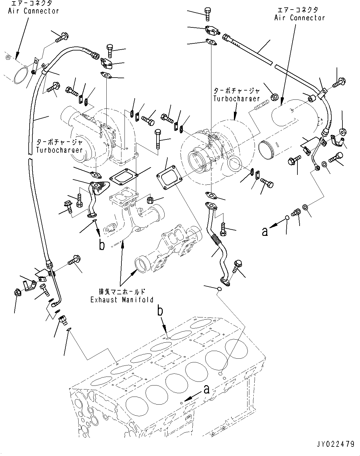 Схема запчастей Komatsu SAA12V140E-3B - ТУРБОНАГНЕТАТЕЛЬ, СМАЗЫВАЮЩ. ЛИНИЯ (№-) ТУРБОНАГНЕТАТЕЛЬ