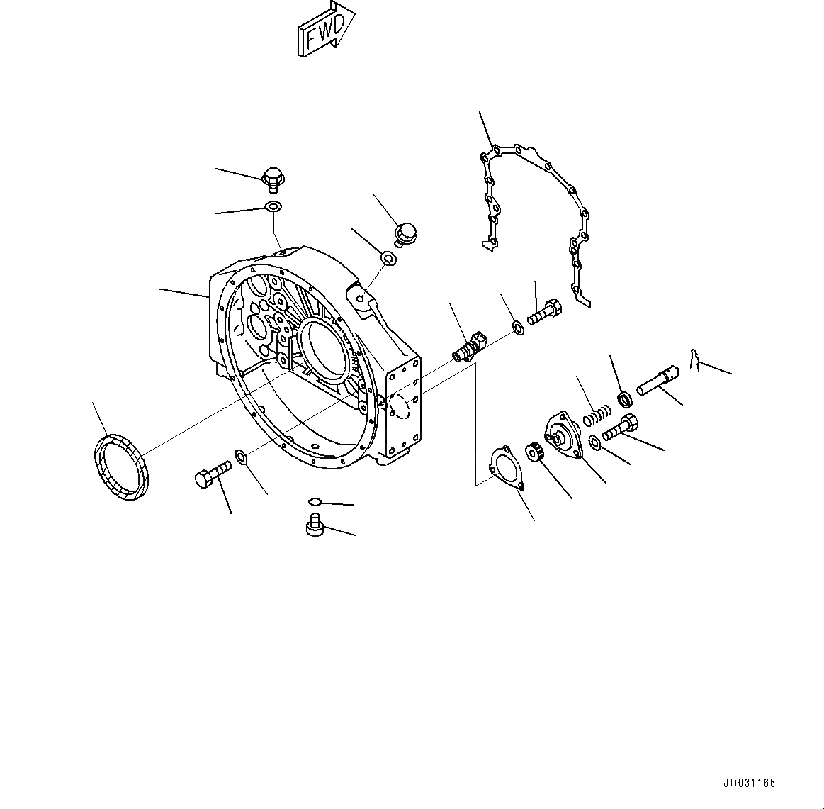 Схема запчастей Komatsu SAA12V140E-3B - КАРТЕР МАХОВИКА (№-) КАРТЕР МАХОВИКА