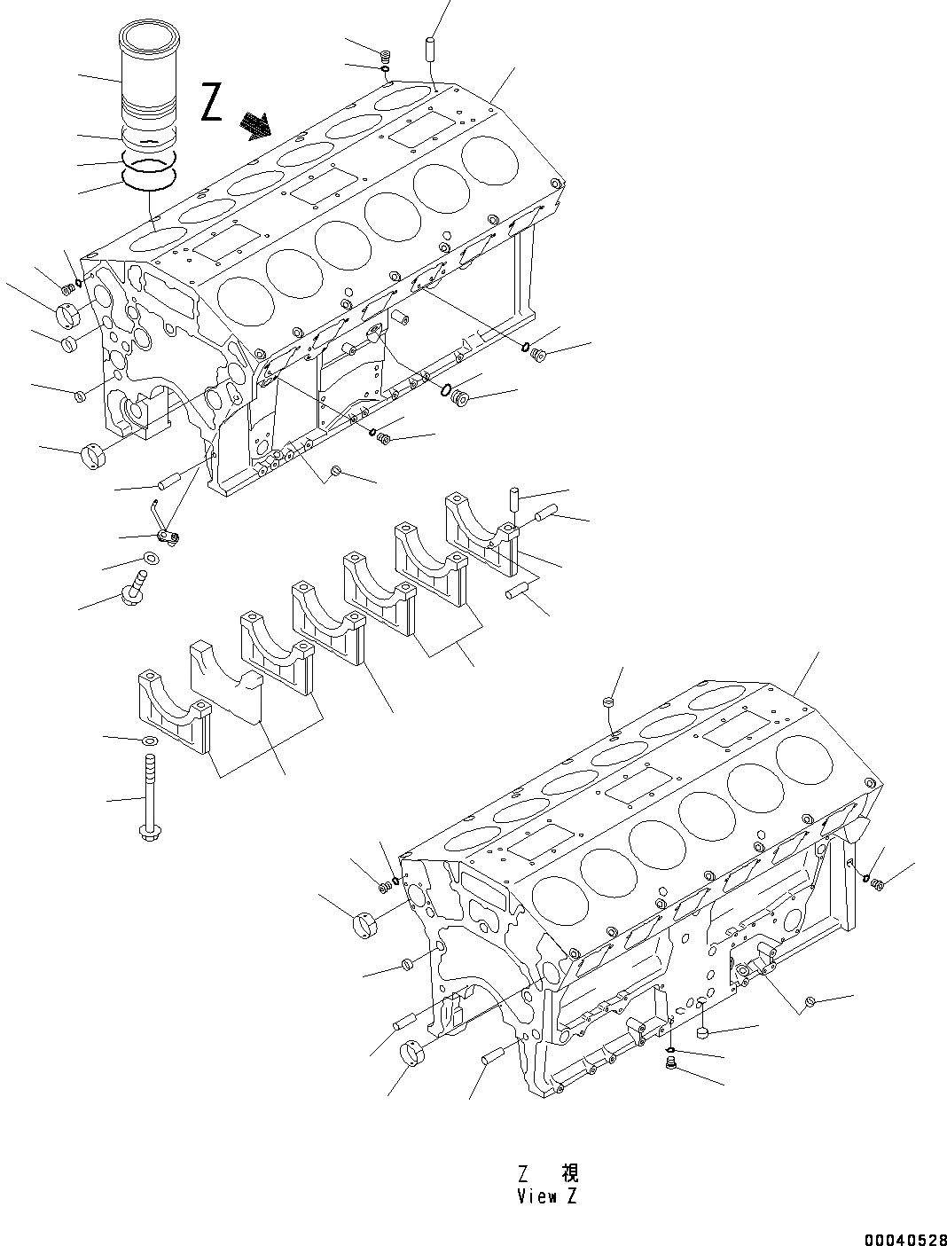 Схема запчастей Komatsu SAA12V140E-3B - БЛОК ЦИЛИНДРОВ (№-) БЛОК ЦИЛИНДРОВ