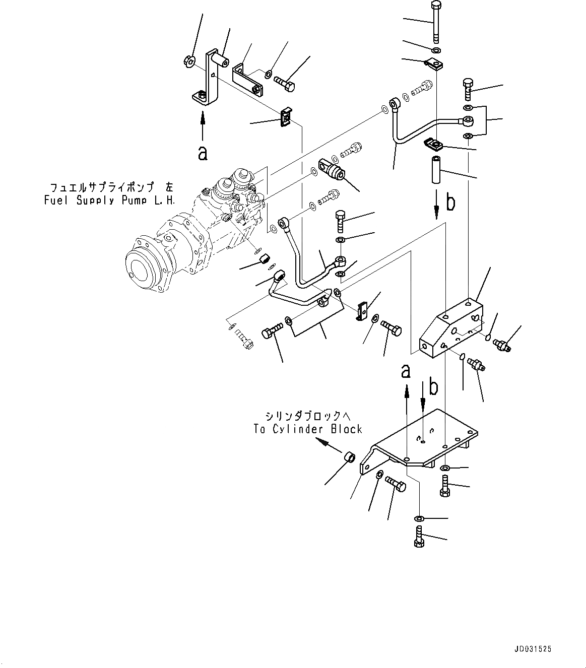 Схема запчастей Komatsu SAA12V140E-3B - ТОПЛИВОПРОВОД., ЛЕВ. ГРУПП. (№-) ТОПЛИВОПРОВОД.