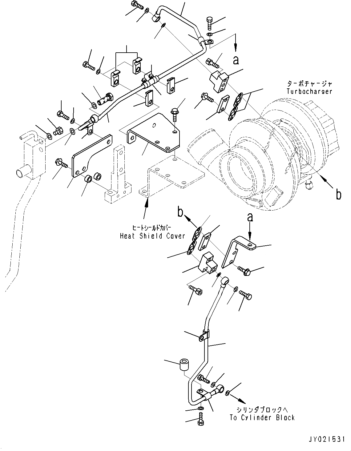 Схема запчастей Komatsu SAA6D170E-5B - ТУРБОНАГНЕТАТЕЛЬ, ВОДН. ГИДРОЛИНИЯ (№8-) ТУРБОНАГНЕТАТЕЛЬ, МОРОЗОУСТОЙЧИВ. СПЕЦИФ-Я A (- THRU DEG C)