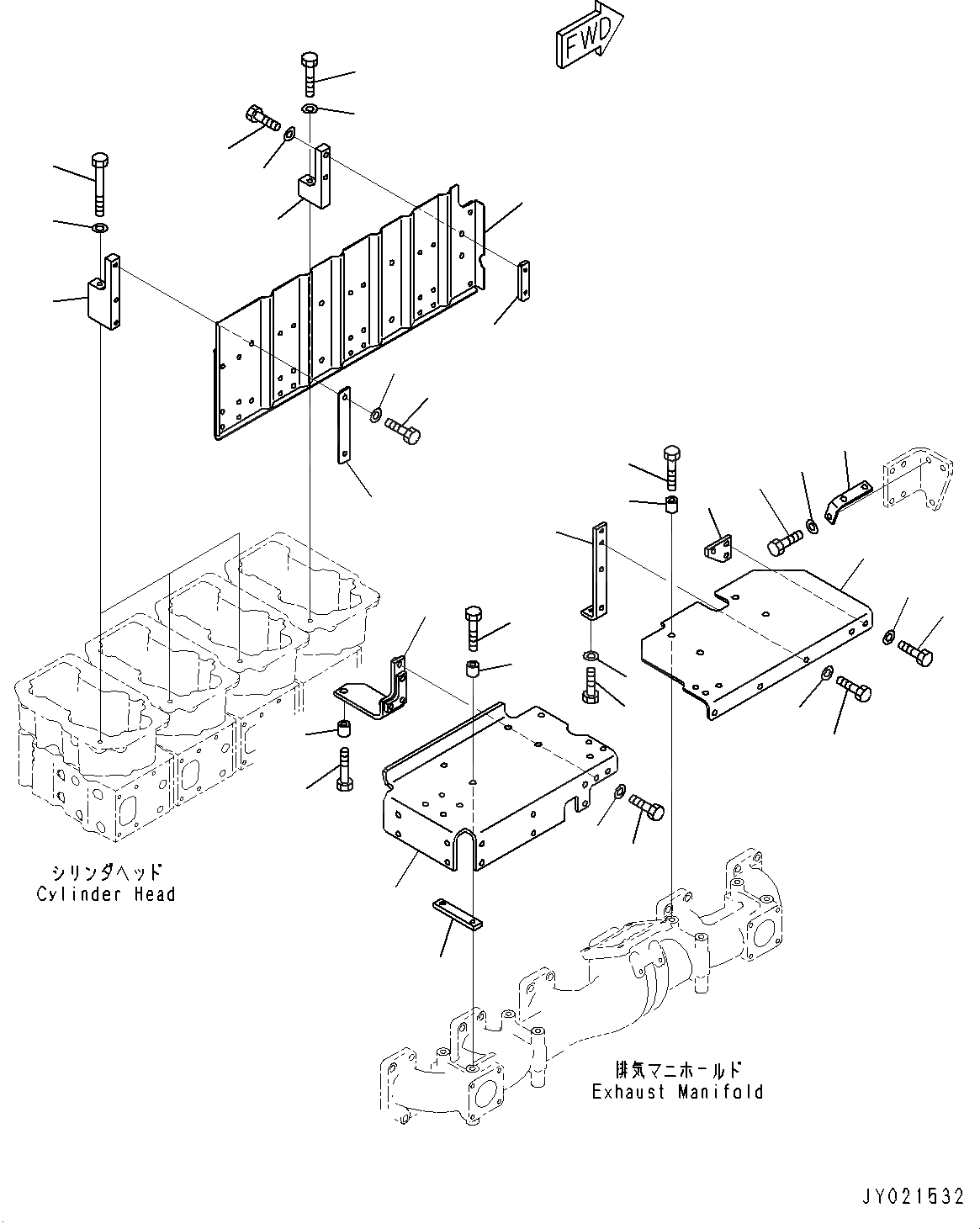 Схема запчастей Komatsu SAA6D170E-5B - ТЕРМОЗАЩИТА, СУППОРТ (№8-) ТЕРМОЗАЩИТА