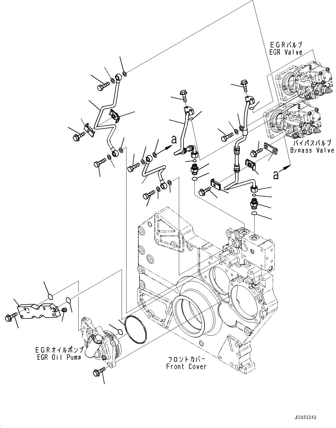 Схема запчастей Komatsu SAA6D170E-5B - ВЫПУСКН. GAS RE-CIRCULATION (EGR) КЛАПАН, EGR КЛАПАН СИСТЕМА СМАЗКИ МАСЛОПРОВОДЯЩАЯ ЛИНИЯ И ТРУБЫ (№8-) ВЫПУСКН. GAS RE-CIRCULATION (EGR) КЛАПАН