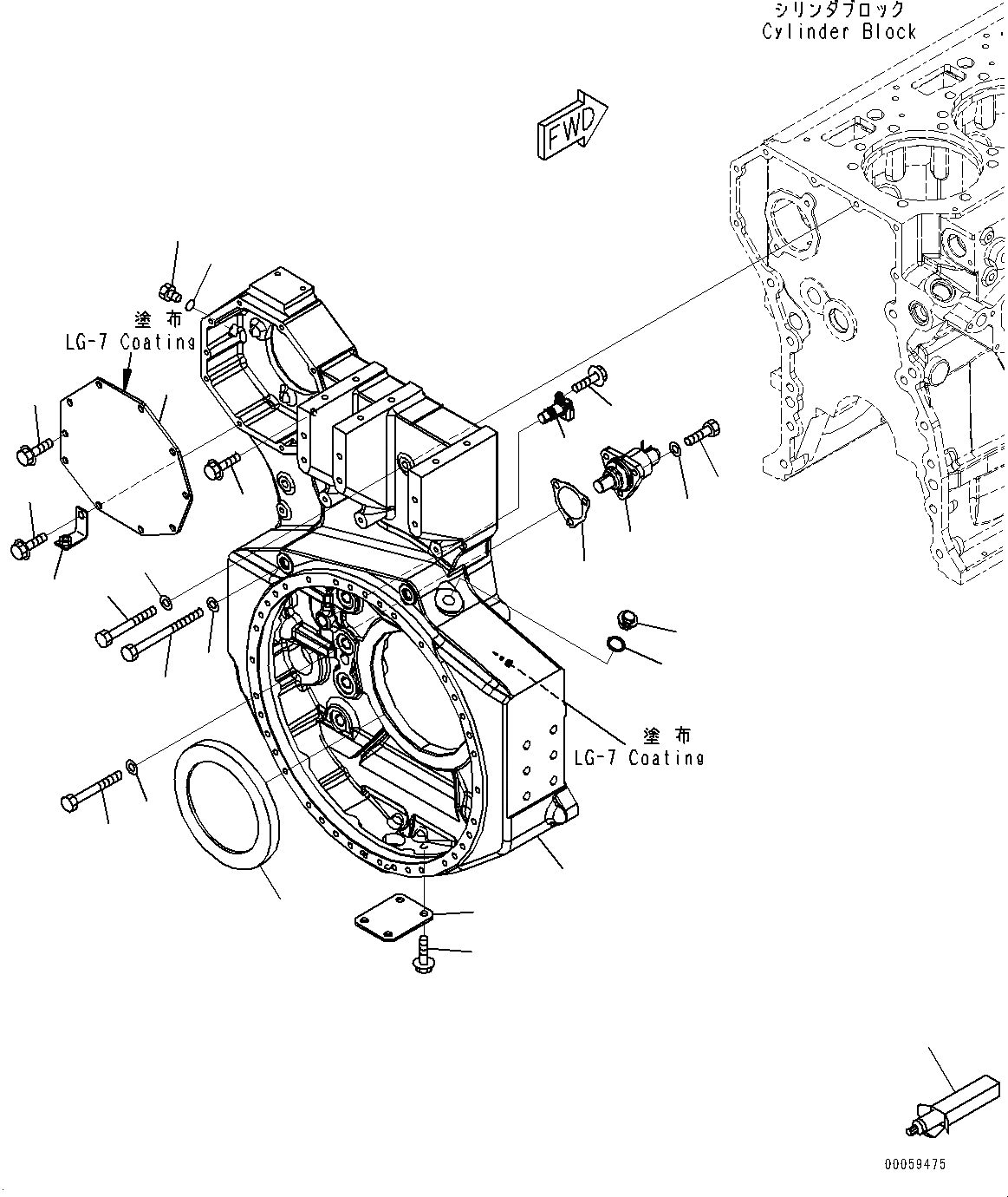 Схема запчастей Komatsu SAA6D170E-5B - КАРТЕР МАХОВИКА, (№8-89) КАРТЕР МАХОВИКА