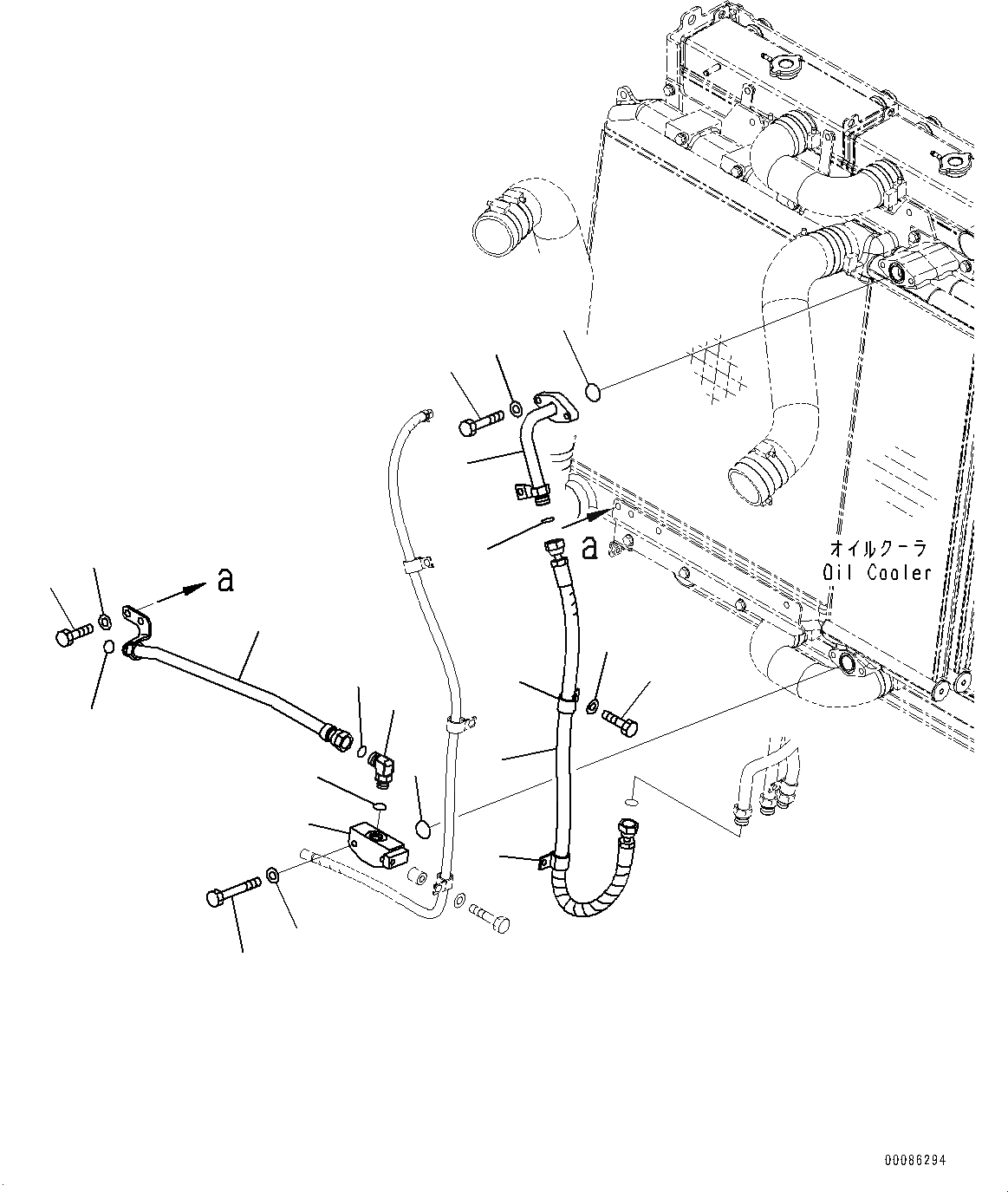 Схема запчастей Komatsu WA470-6A - РАДИАТОР, ЛИНИИ МАСЛООХЛАДИТЕЛЯ (№9-) РАДИАТОР, С КОНДИЦИОНЕРОМ