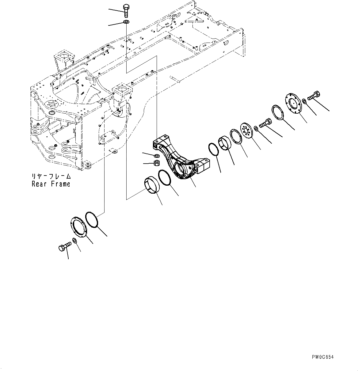 Схема запчастей Komatsu WA470-6A - СУППОРТ ЗАДНЕГО МОСТА(№9-) ЗАДН. МОСТ СУППОРТ