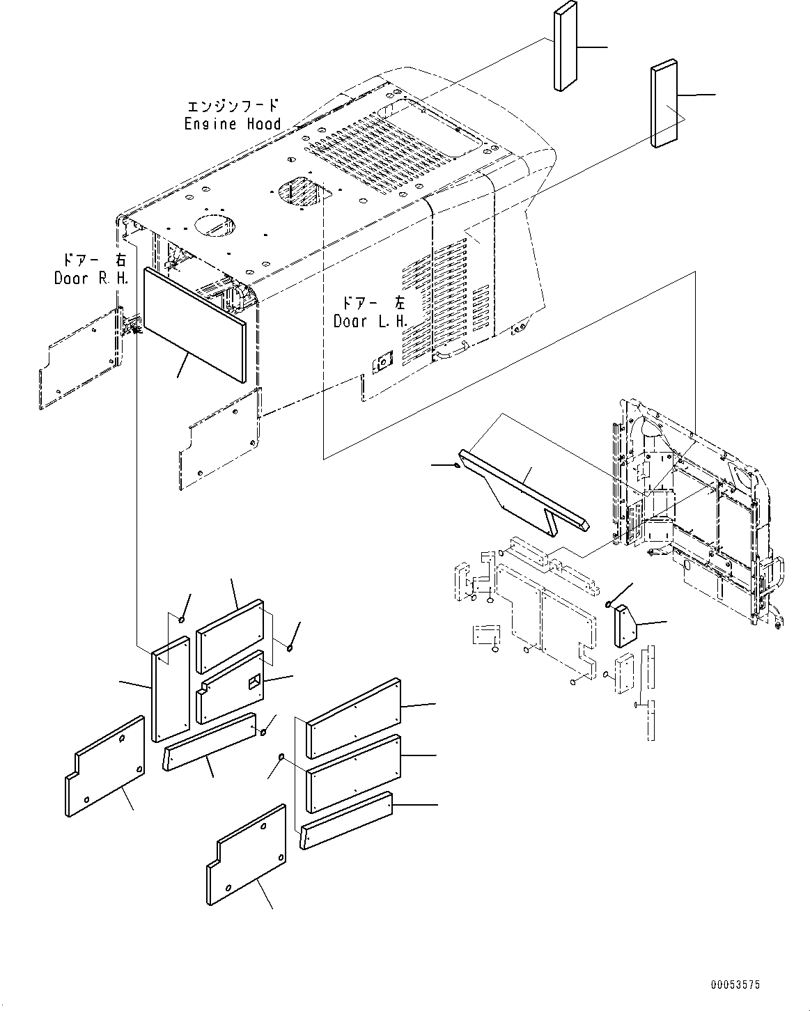 Схема запчастей Komatsu WA470-6A - КАПОТ, ЩИТКИ (/) (№9-) КАПОТ, УДЛИНН. ВПУСК ВОЗДУХА, КРЫШКА ТИП