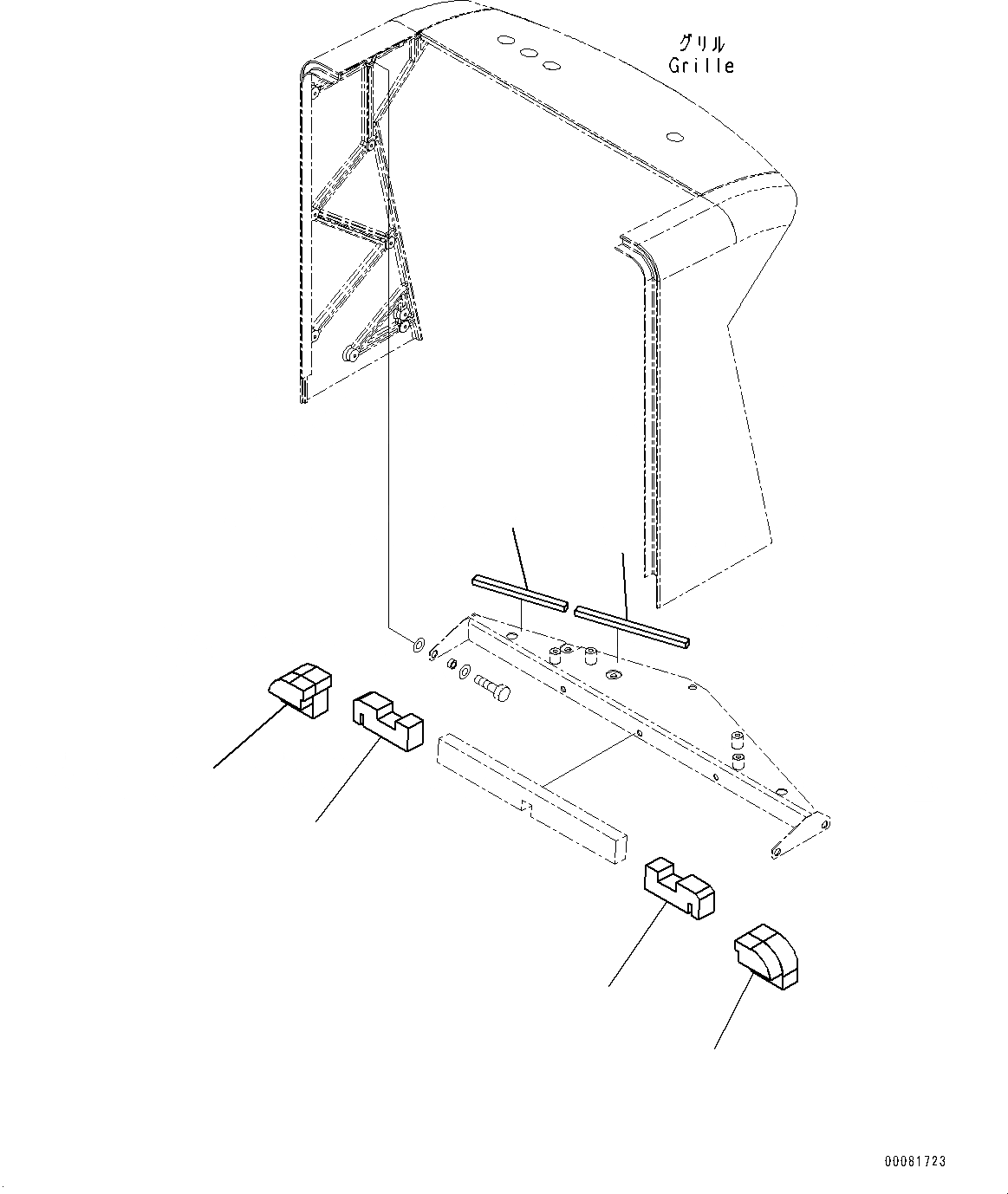 Схема запчастей Komatsu WA470-6A - КАПОТ, ЩИТКИ (/) (№9-) КАПОТ, УДЛИНН. ВПУСК ВОЗДУХА, КРЫШКА ТИП