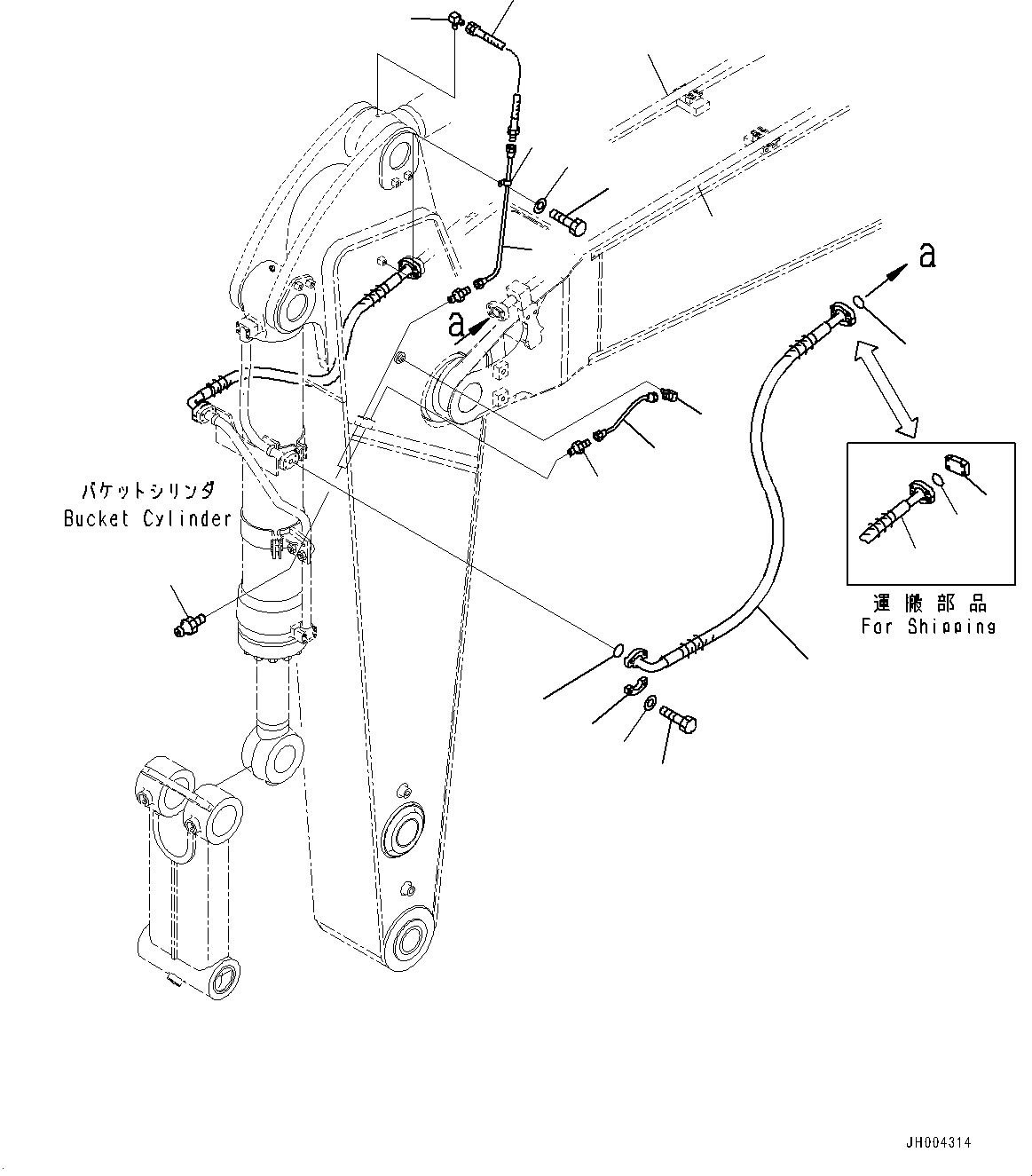 Схема запчастей Komatsu PC550LC-8 - РУКОЯТЬ, ПАТРУБКИ ЦИЛИНДРА КОВША И СМАЗЫВАЮЩ. ЛИНИЯ (№78-) РУКОЯТЬ, MM, SE -НАВЕСН. ОБОРУД