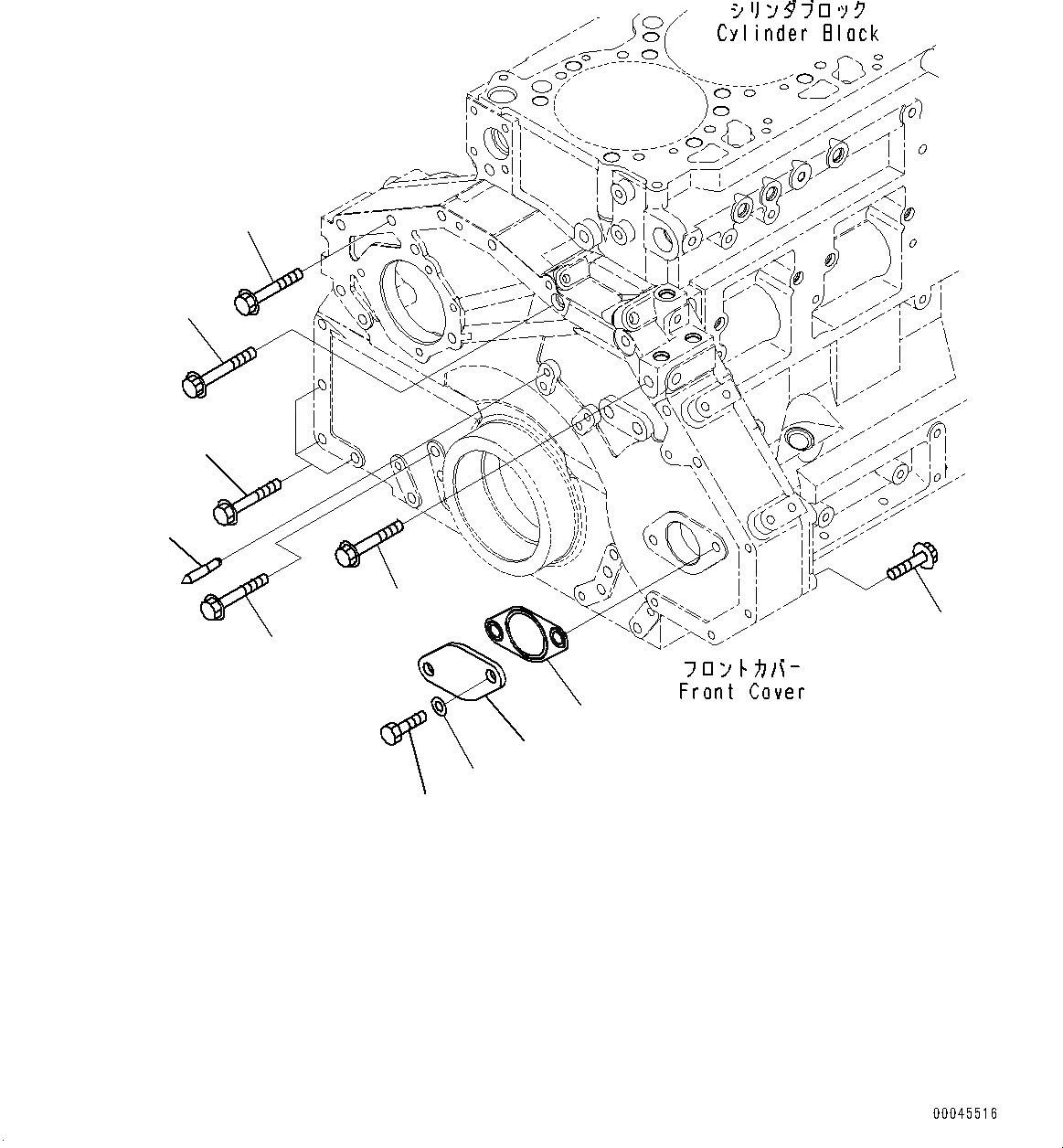 Схема запчастей Komatsu SAA6D125E-5D - ЭЛЕМЕНТЫ ПЕРЕДН. КРЫШКИ, КРЕПЛЕНИЕ БОЛТ И POINTER (№7-) ЭЛЕМЕНТЫ ПЕРЕДН. КРЫШКИ