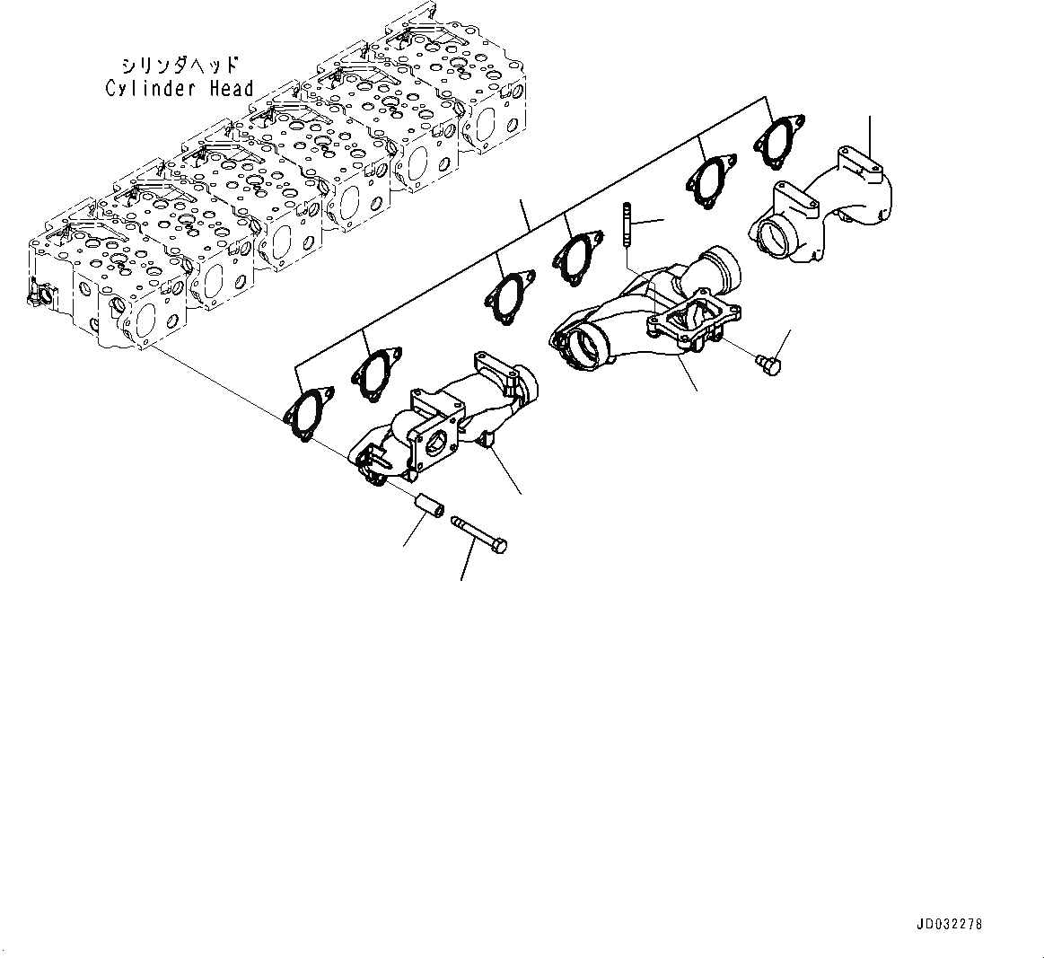 Схема запчастей Komatsu SAA6D125E-5G - ВЫПУСКНОЙ КОЛЛЕКТОР (№79-) ВЫПУСКНОЙ КОЛЛЕКТОР