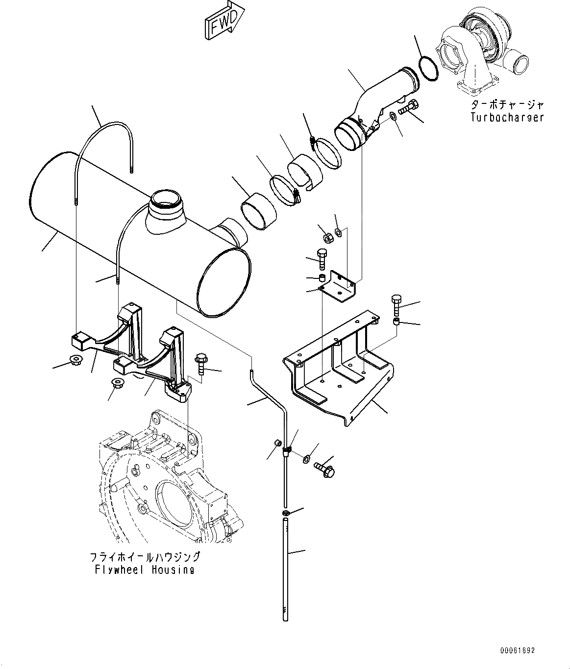 Схема запчастей Komatsu SAA6D125E-5G - ВЫПУСКН. ГЛУШИТЕЛЬ (№79-) ВЫПУСКН. ГЛУШИТЕЛЬ