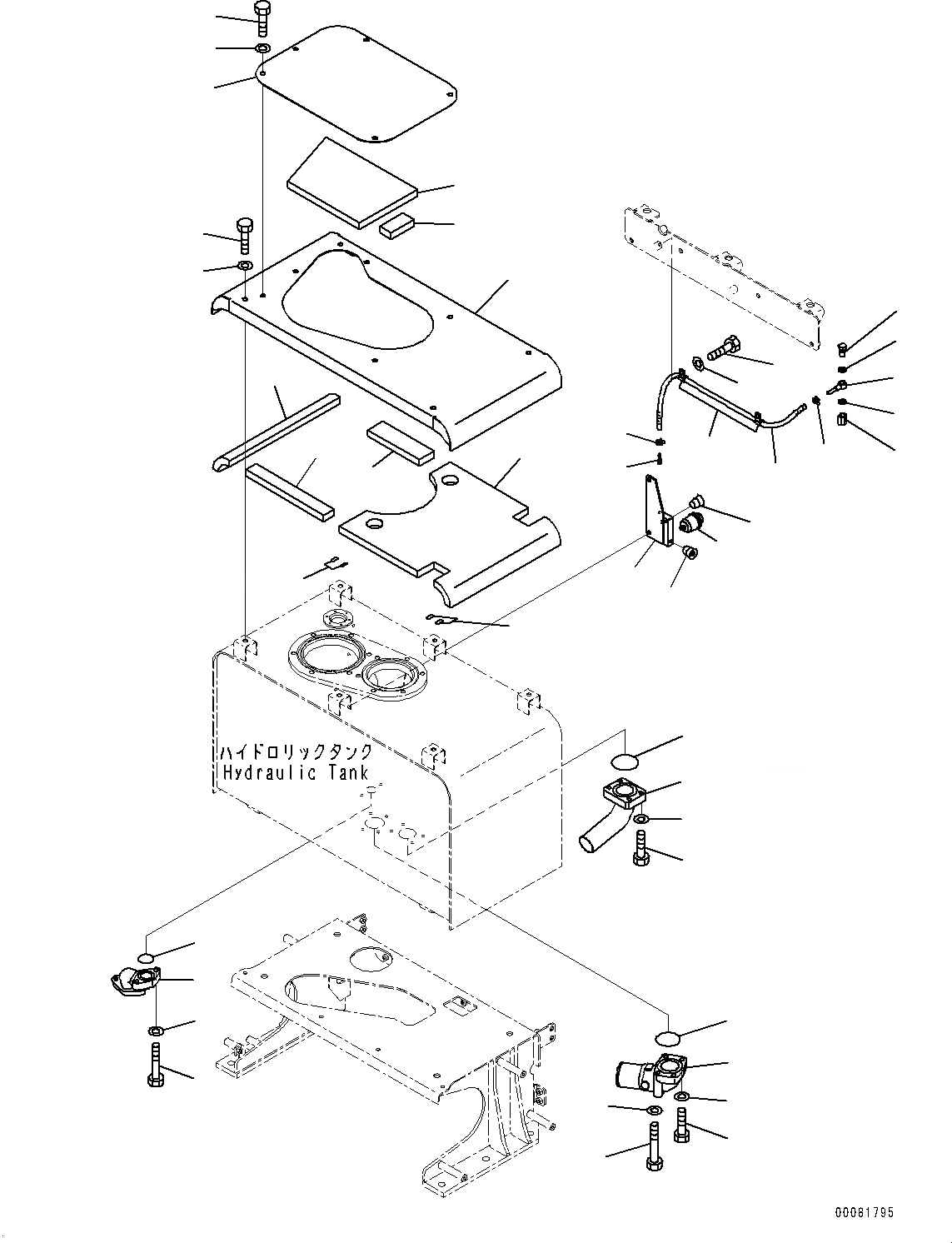 Схема запчастей Komatsu WA470-6 - ГИДР. БАК., КРЫШКАAND ИНДИКАТОР ПЫЛИ (№9-) ГИДР. БАК., БЕЗ ЭКСТРЕНН. РУЛЕВ. УПРАВЛЕНИЕ, АВТОМАТИЧ. УПРАВЛ-Е ТИП