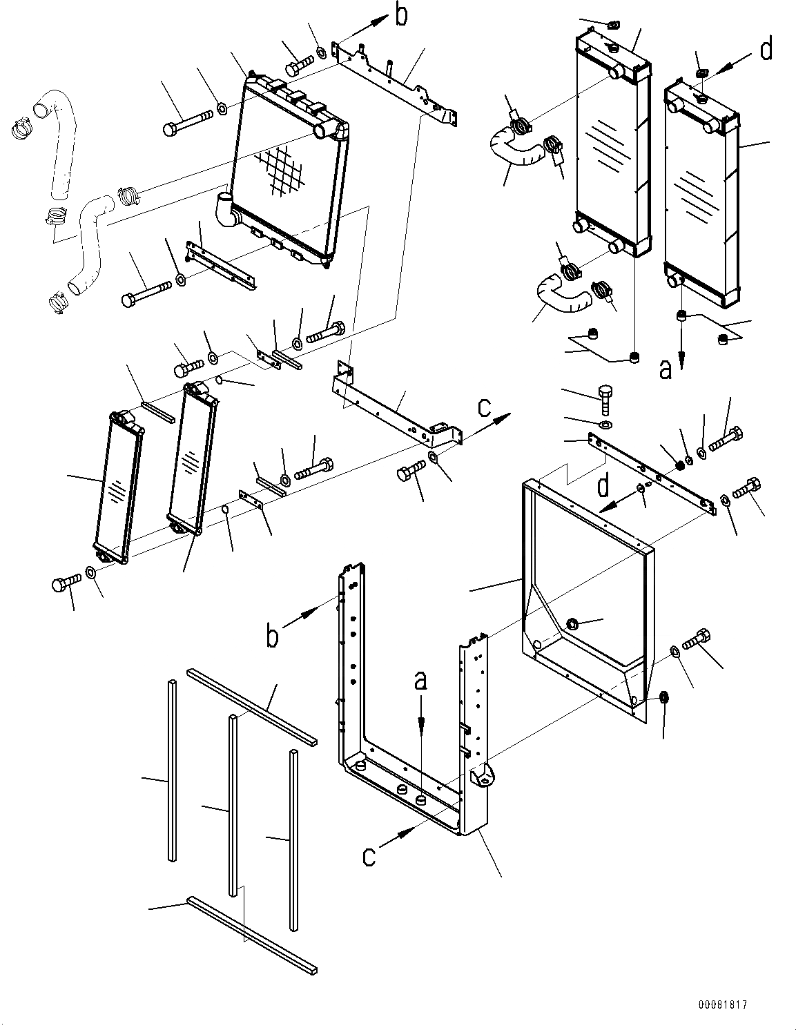 Схема запчастей Komatsu WA470-6 - РАДИАТОР, РАДИАТОР СЕРДЦЕВИНА, ПОСЛЕОХЛАДИТЕЛЬ И МАСЛООХЛАДИТЕЛЬ (№9-9) РАДИАТОР, С АВТОМАТИЧ. КОНДИЦ. ВОЗДУХА