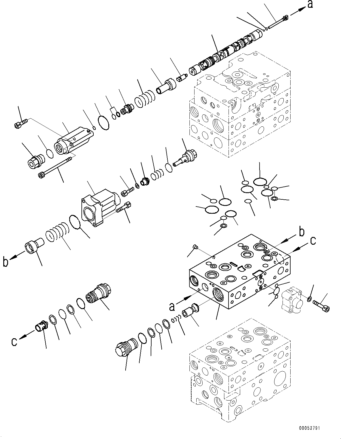 Схема запчастей Komatsu WA480-6 - ГИДРАВЛ МАСЛ. УПРАВЛЯЮЩ. КЛАПАН, -КЛАПАН (/) (№9-) ГИДРАВЛ МАСЛ. УПРАВЛЯЮЩ. КЛАПАН, С 3-Х СЕКЦ. КОНТР. КЛАПАНОМ