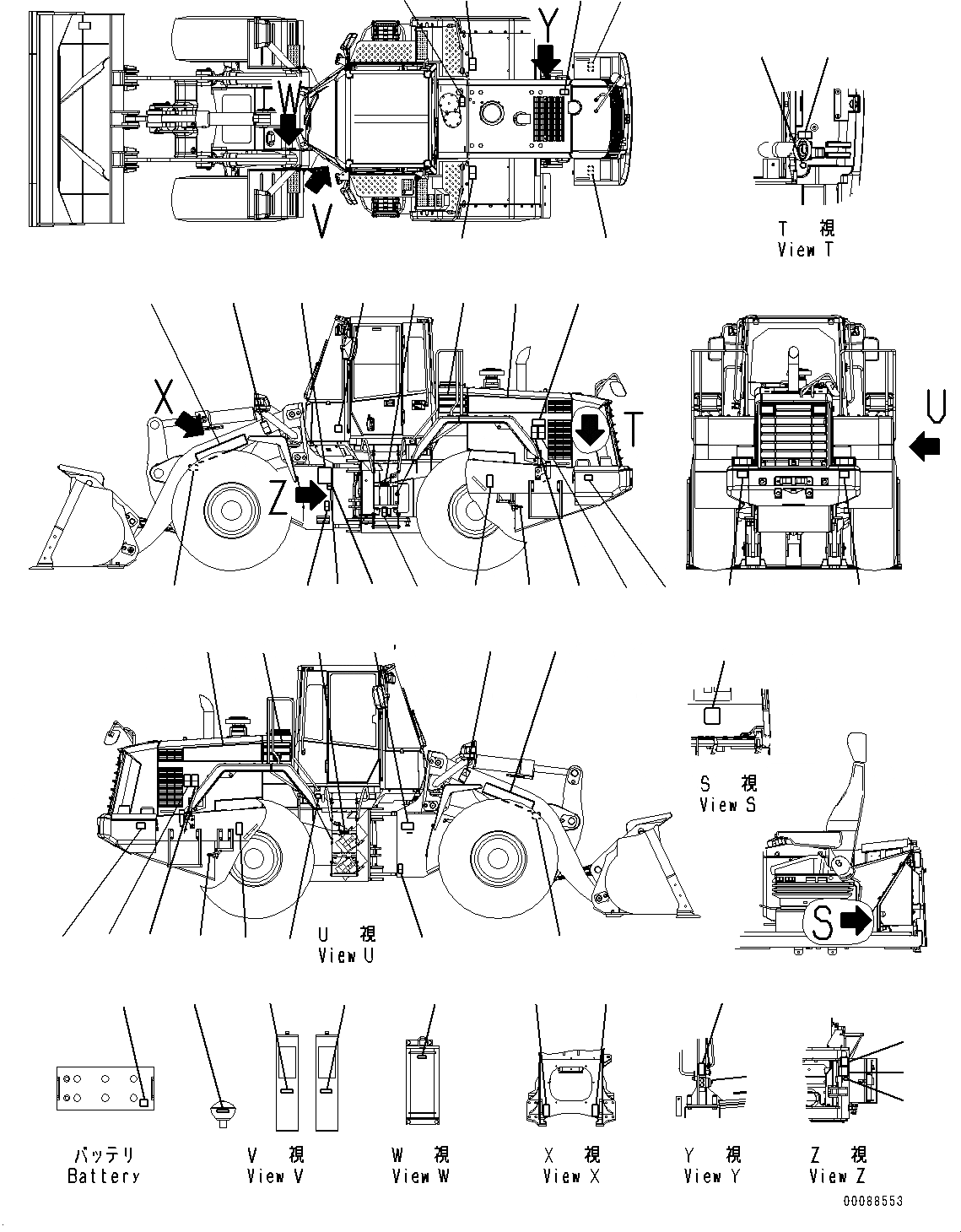 Схема запчастей Komatsu WA480-6 - МАРКИРОВКА, EXTERIOR (№978-) МАРКИРОВКА, ТУРЦИЯ-АНГЛ., ДЛЯ ВЫСОК. ЕМК. АККУМУЛЯТОР