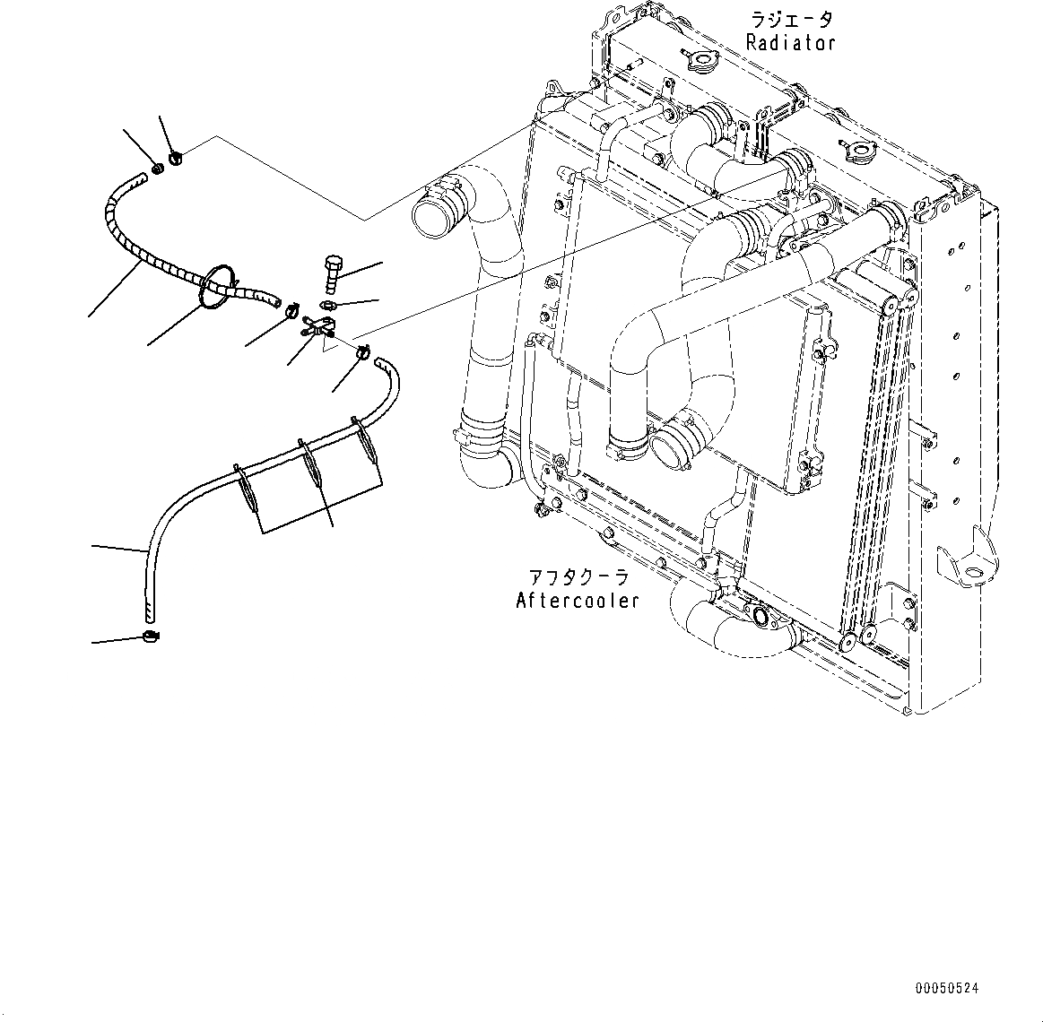 Схема запчастей Komatsu WA480-6 - РАДИАТОР, СЛИВН. ШЛАНГ ТРУБЫ (№9-) РАДИАТОР, С АВТОМАТИЧ. КОНДИЦ. ВОЗДУХА