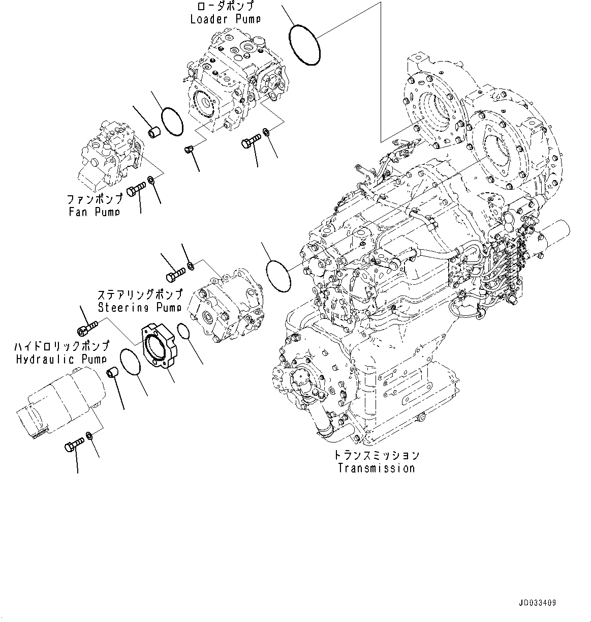 Схема запчастей Komatsu WA480-6 - ГИДР. НАСОС., КРЕПЛЕНИЕ (№9-) ГИДР. НАСОС., БЕЗ ЭКСТРЕНН. РУЛЕВ. УПРАВЛЕНИЕ, АВТОМАТИЧ. УПРАВЛ-Е ТИП