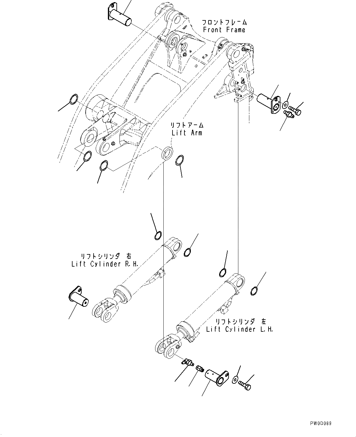 Схема запчастей Komatsu WA480-6 - ГИДРОЦИЛИНДР ПОДЪЕМА, ПАЛЕЦ (№9-) ГИДРОЦИЛИНДР ПОДЪЕМА, С BMRC ВТУЛКА