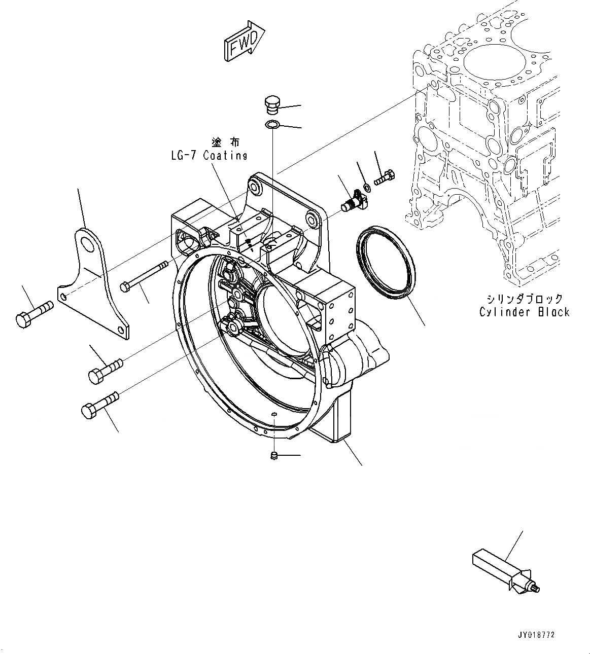 Схема запчастей Komatsu SAA6D125E-5E - КАРТЕР МАХОВИКА, (№7-) КАРТЕР МАХОВИКА