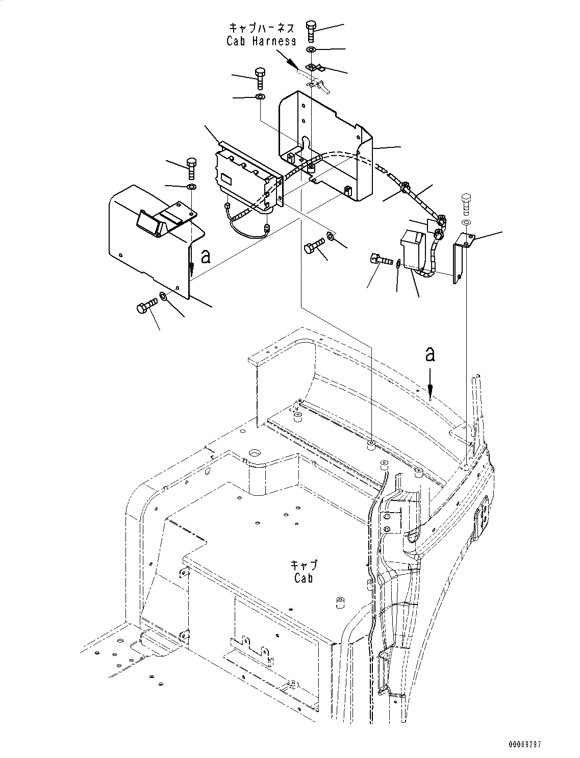 Схема запчастей Komatsu PC20MR-3 - КАБИНА, KOMTRAX И РЕЛЕ (№-) КАБИНА, БЕЗ МАСТЕР КЛЮЧ