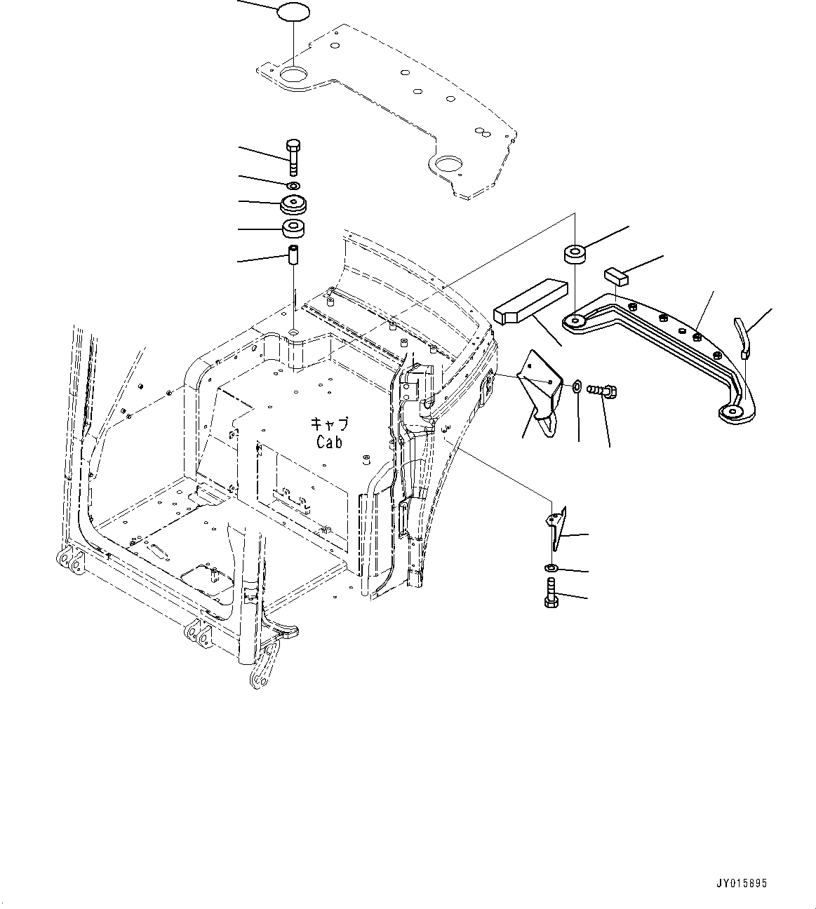 Схема запчастей Komatsu PC20MR-3 - КАБИНА, КРЕПЛЕНИЕ КАБИНЫ (№-) КАБИНА, С НАВЕСН. ОБОРУД КЛАПАН, МАСТЕР КЛЮЧ
